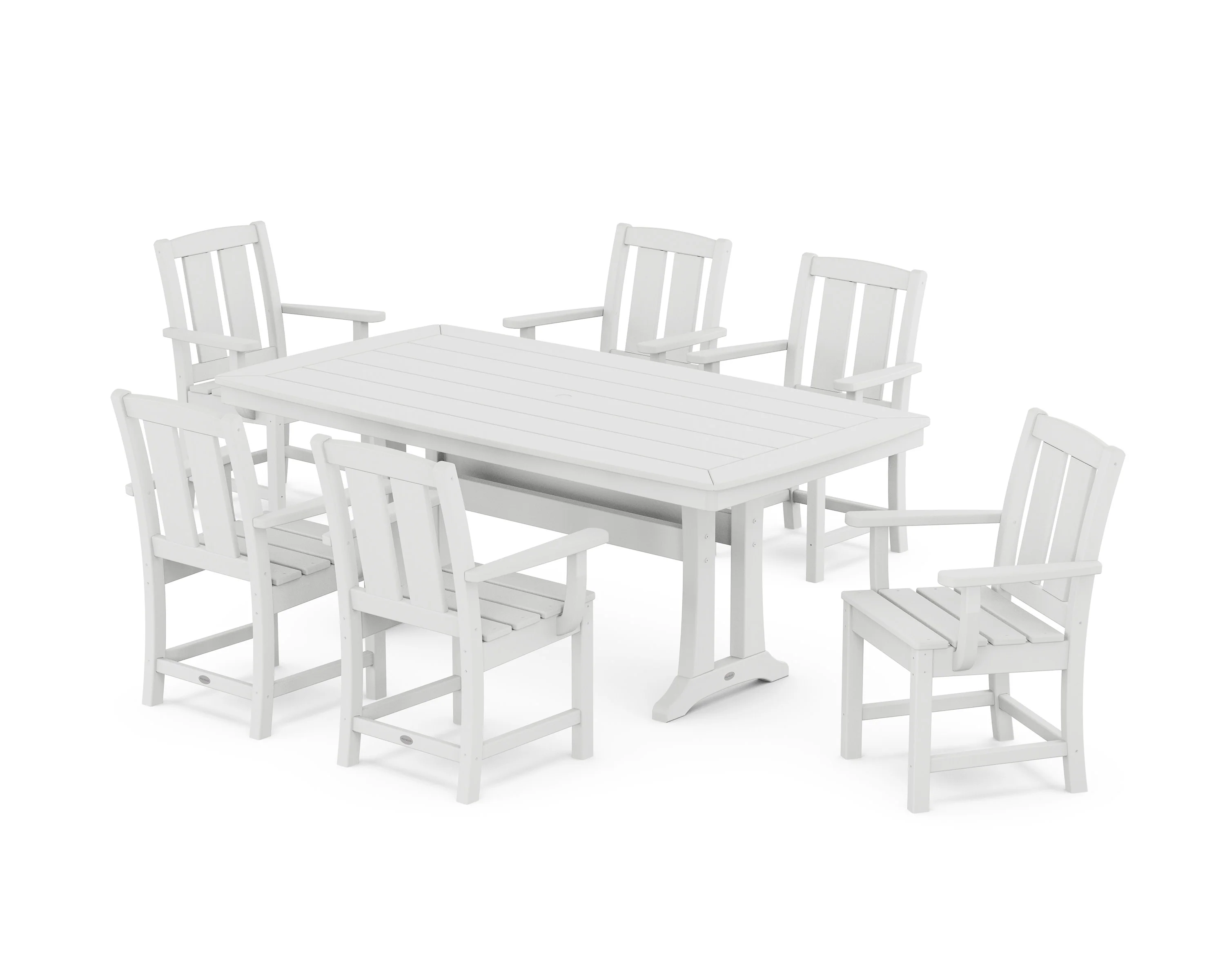 Mission Arm Chair 7-Piece Dining Set with Trestle Legs - Image 5