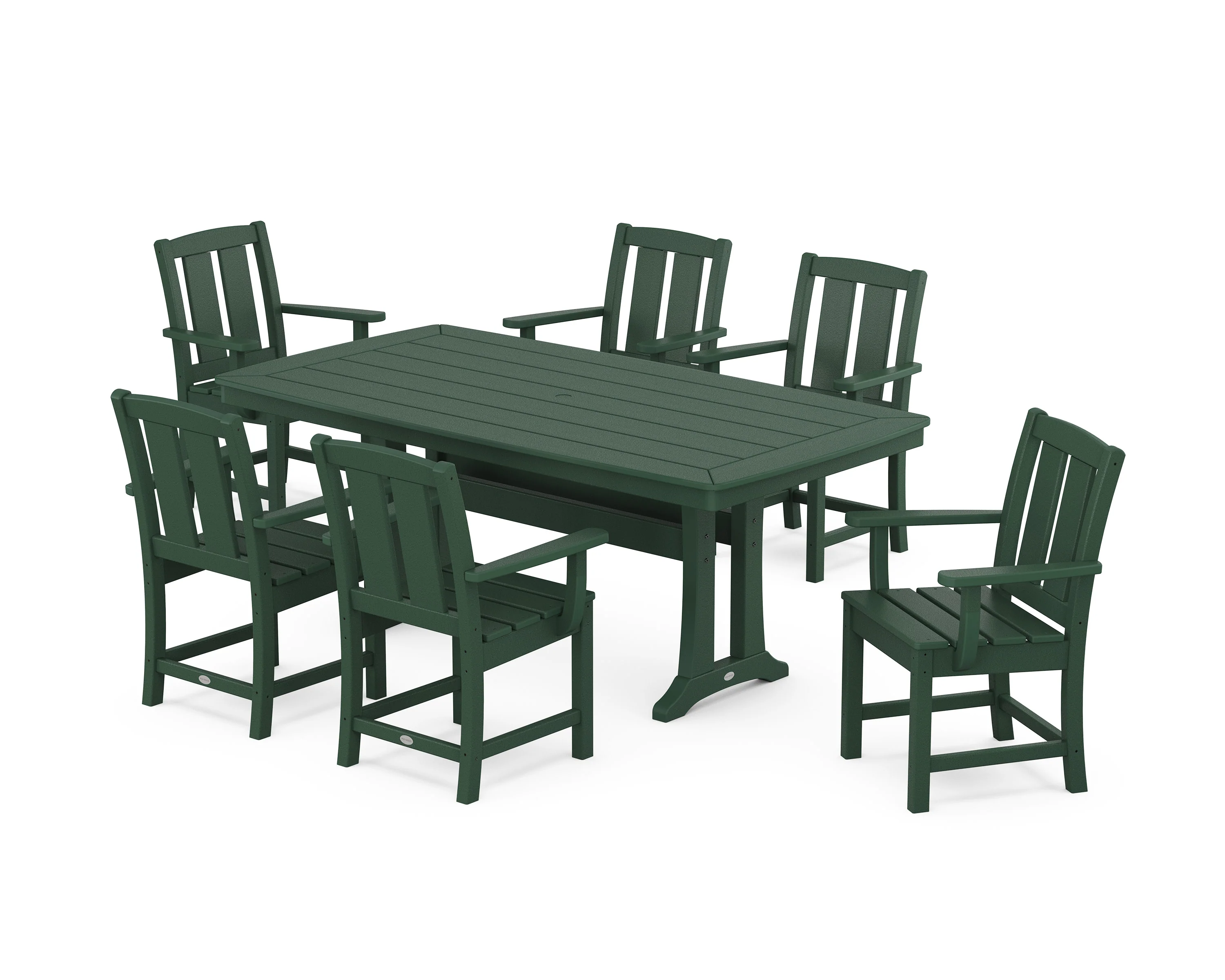 Mission Arm Chair 7-Piece Dining Set with Trestle Legs - Image 6