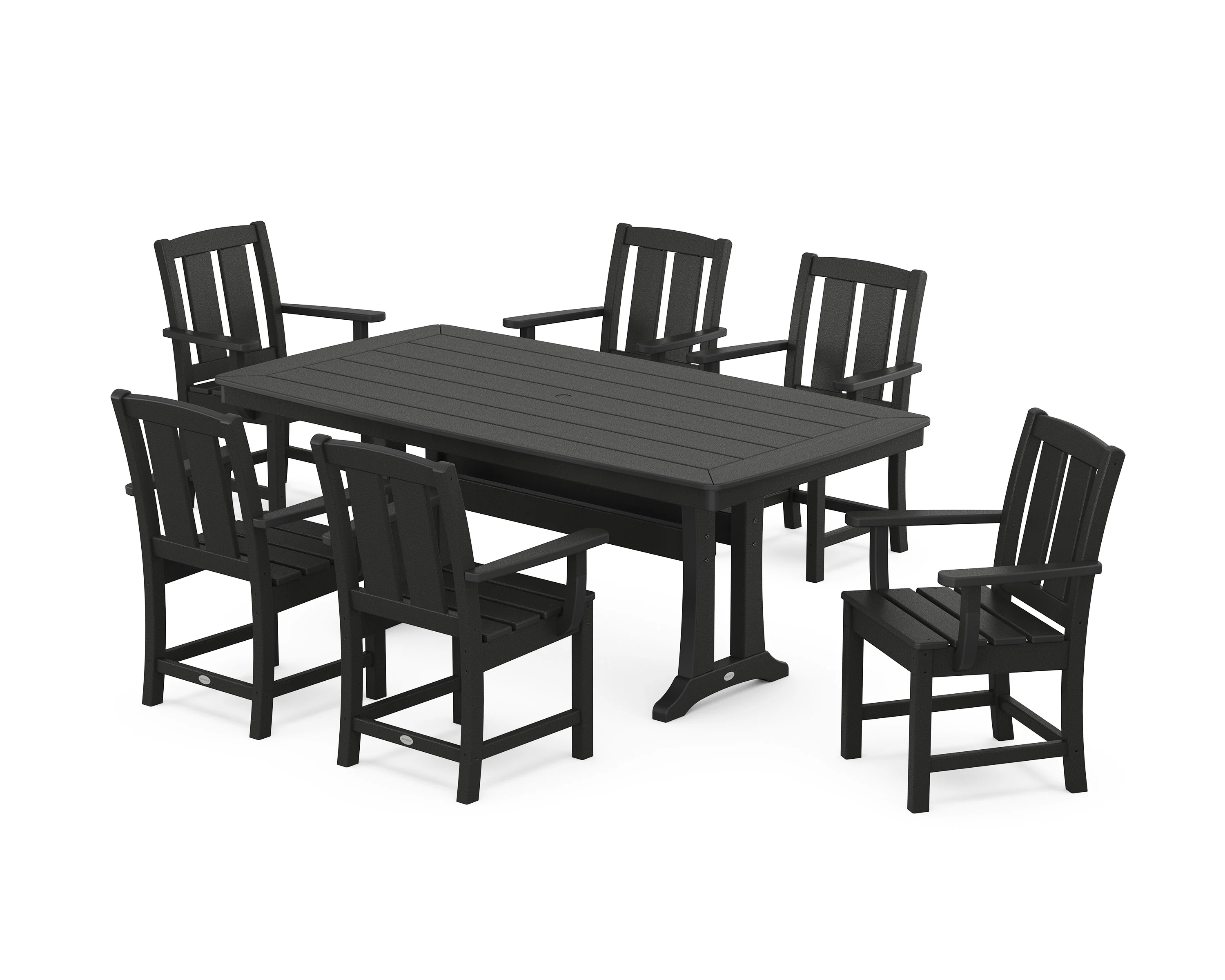 Mission Arm Chair 7-Piece Dining Set with Trestle Legs - Image 7