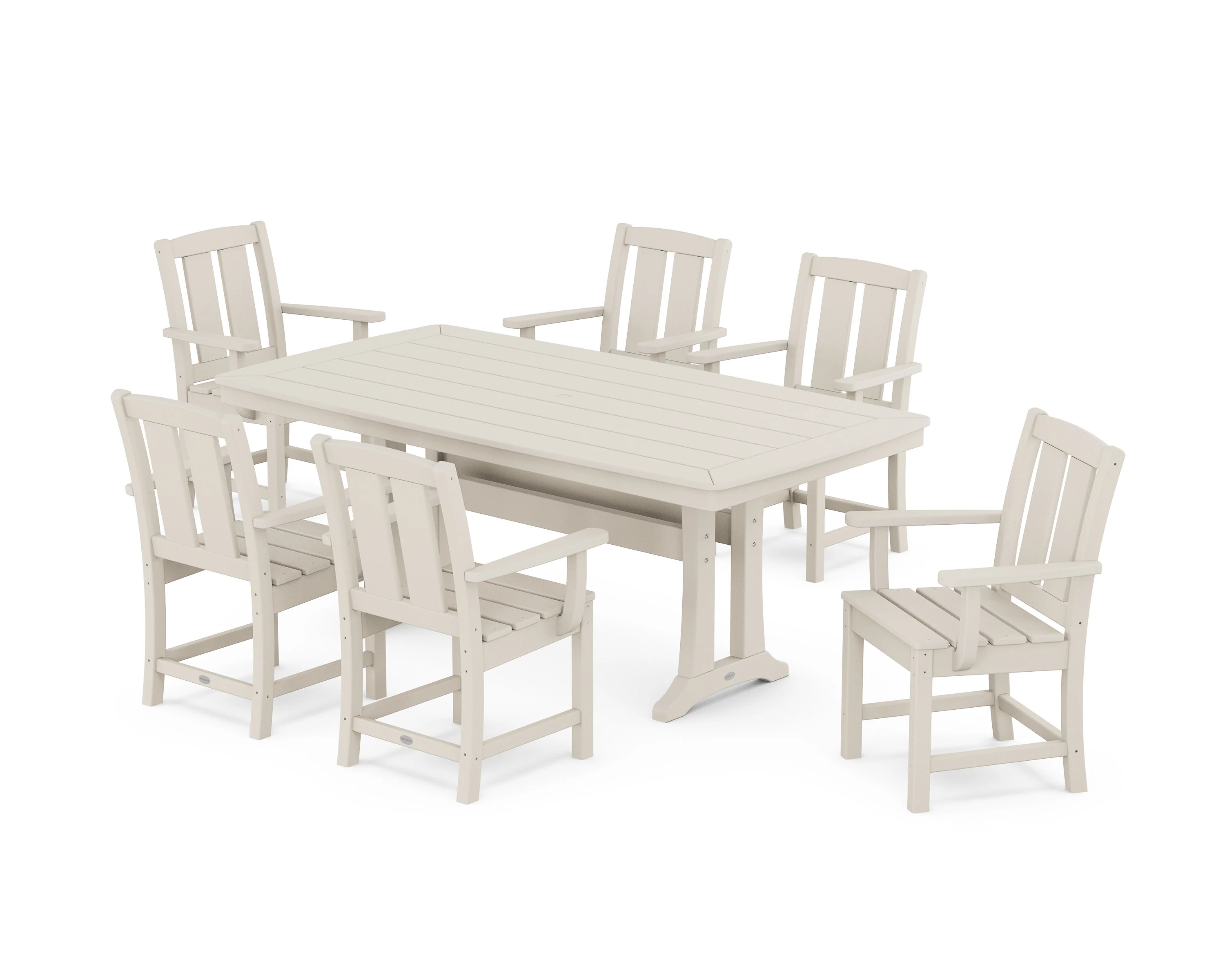 Mission Arm Chair 7-Piece Dining Set with Trestle Legs - Image 8
