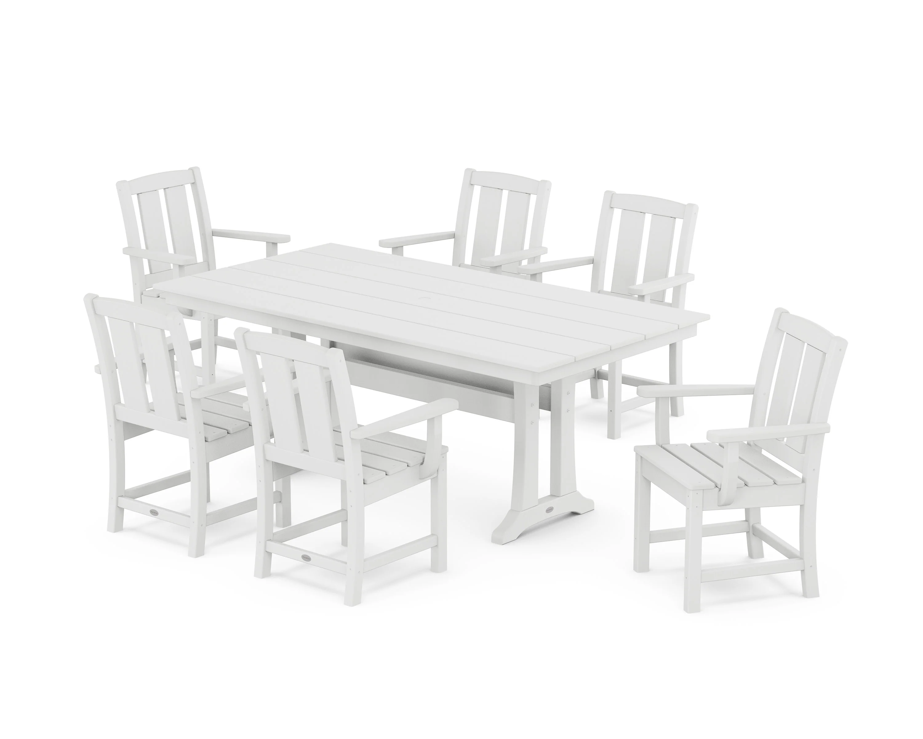 Mission Arm Chair 7-Piece Farmhouse Dining Set with Trestle Legs - Image 4