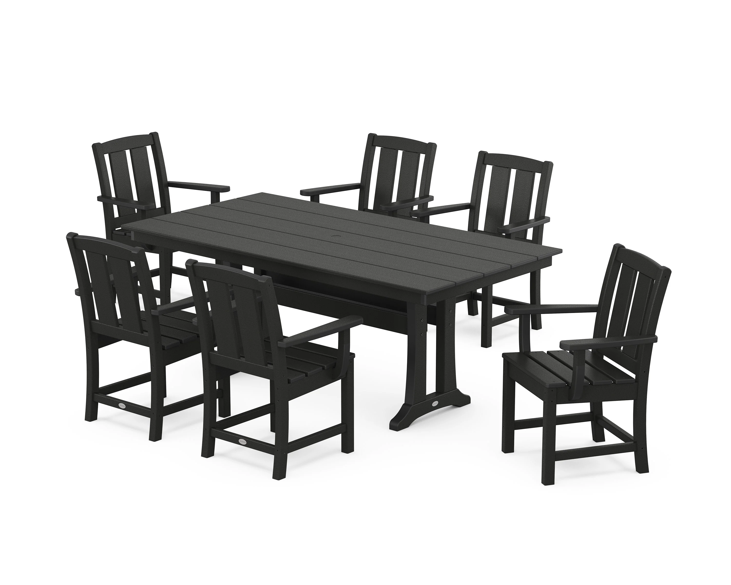 Mission Arm Chair 7-Piece Farmhouse Dining Set with Trestle Legs - Image 5