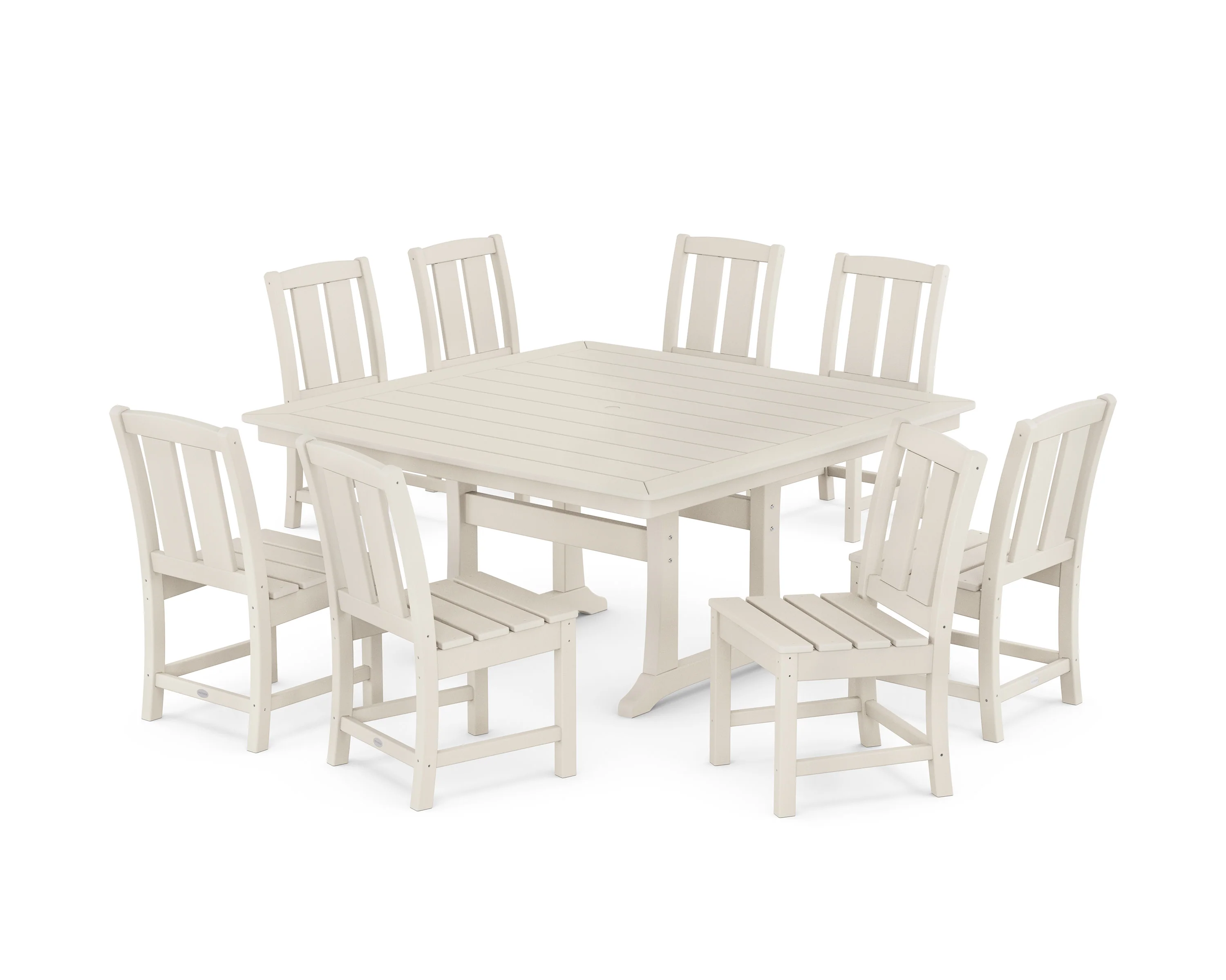 Mission Side Chair 9-Piece Square Dining Set with Trestle Legs - Image 4