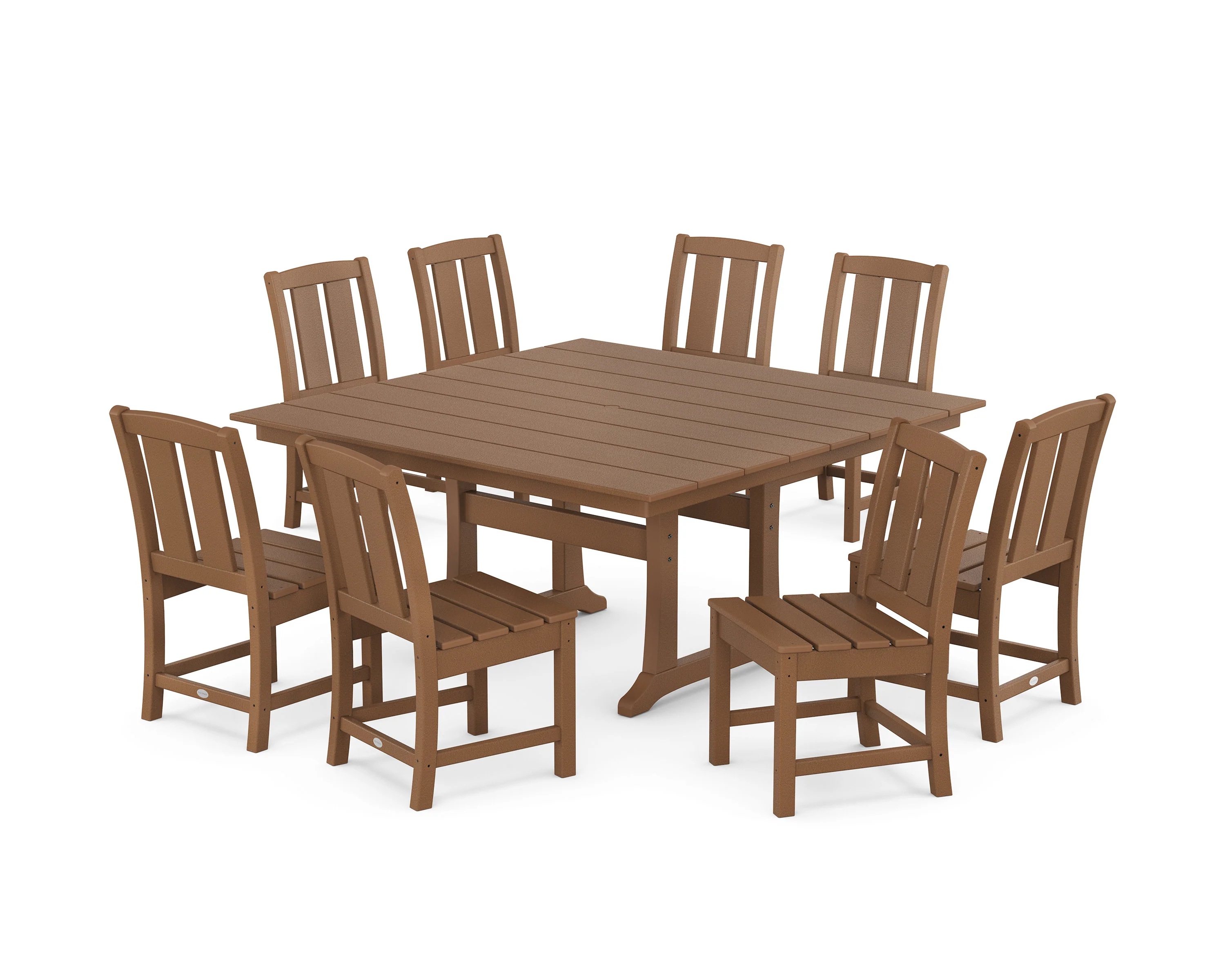 Mission Side Chair 9-Piece Square Farmhouse Dining Set with Trestle Legs - Image 4