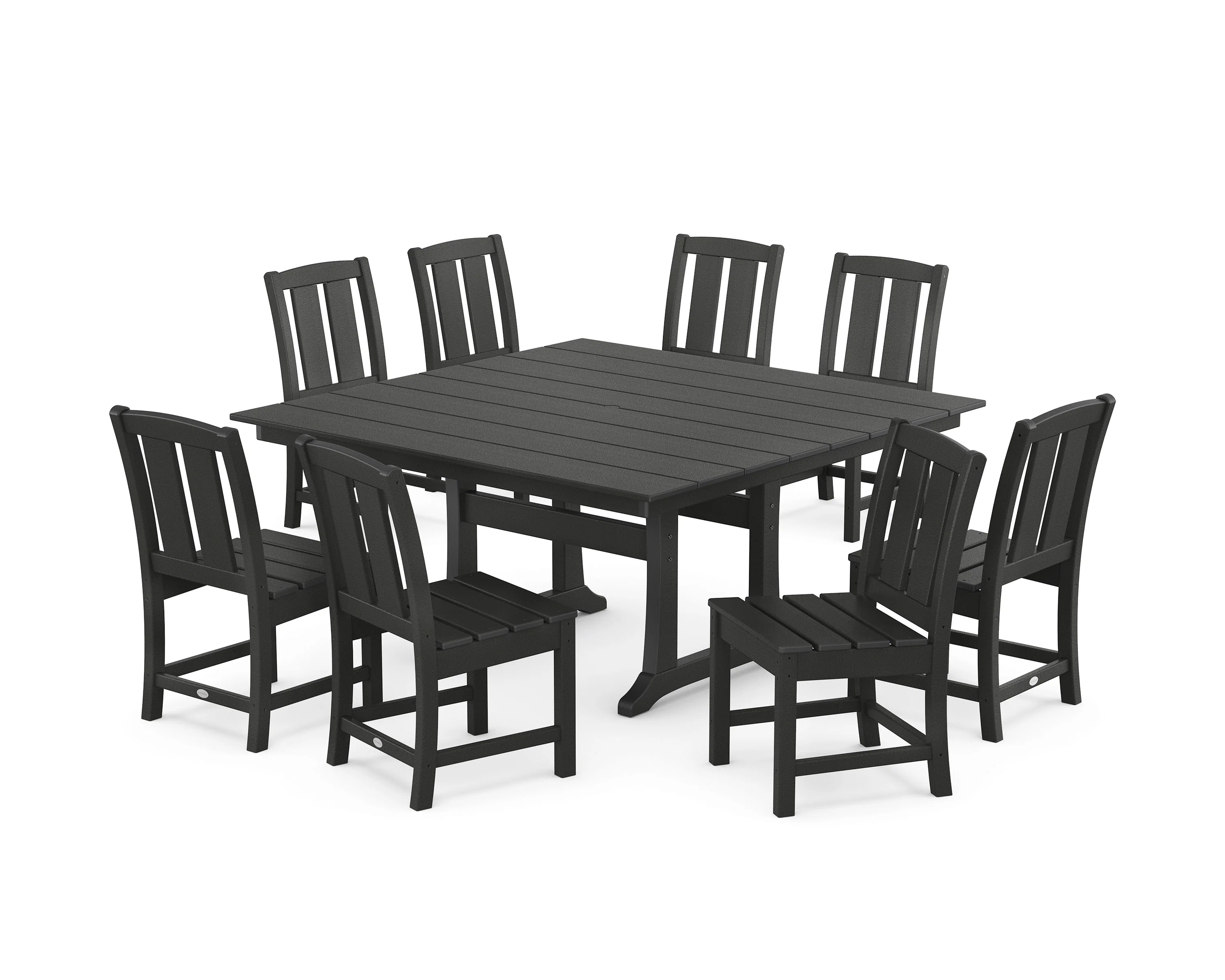 Mission Side Chair 9-Piece Square Farmhouse Dining Set with Trestle Legs - Image 5