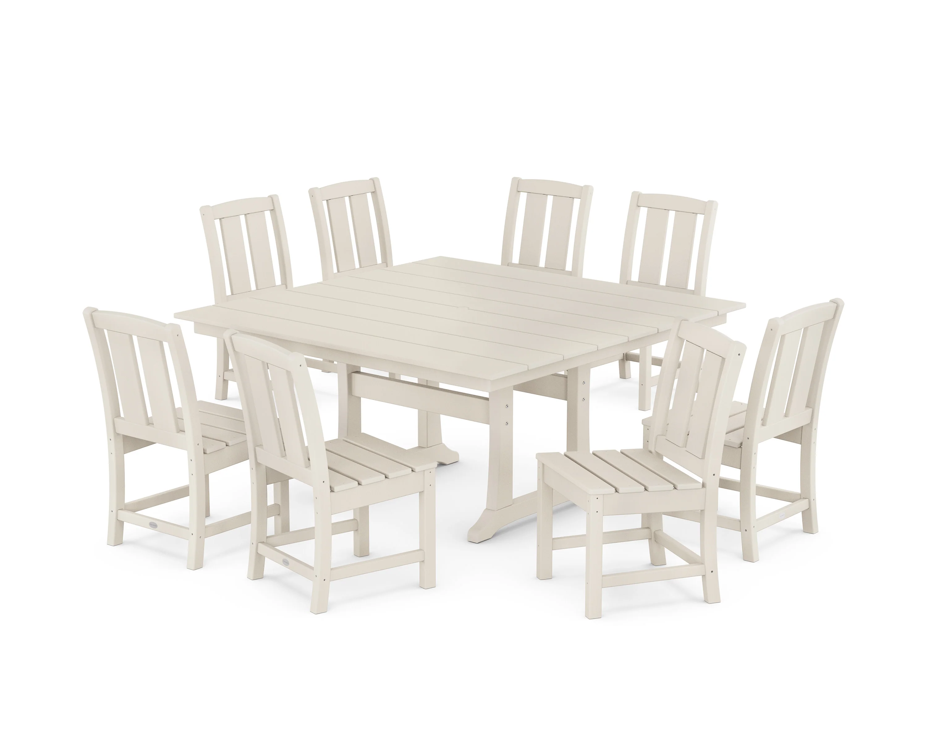 Mission Side Chair 9-Piece Square Farmhouse Dining Set with Trestle Legs - Image 6