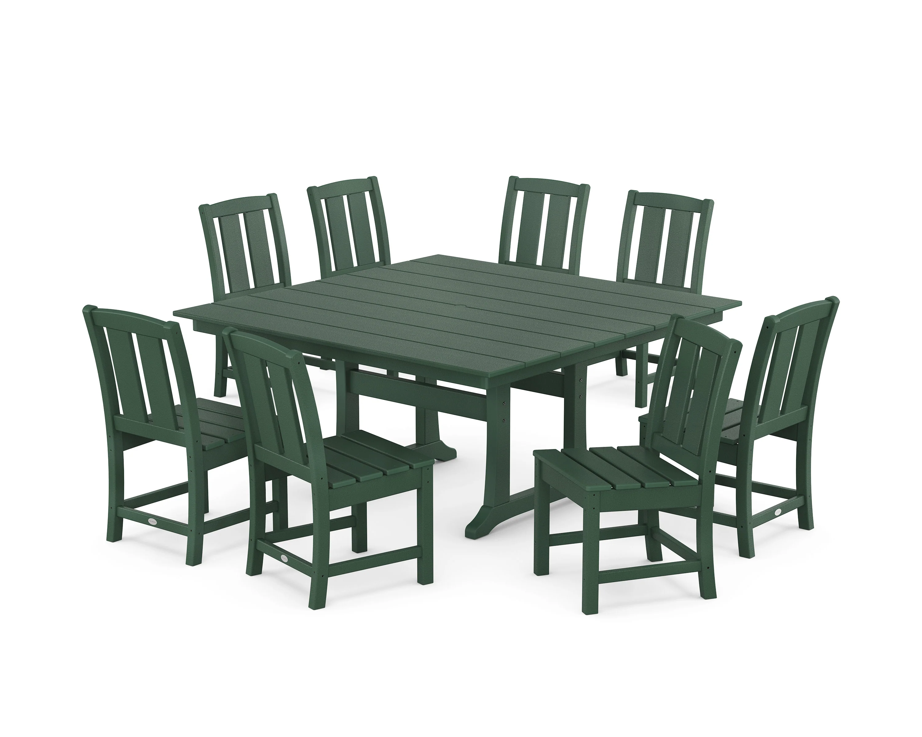 Mission Side Chair 9-Piece Square Farmhouse Dining Set with Trestle Legs - Image 7