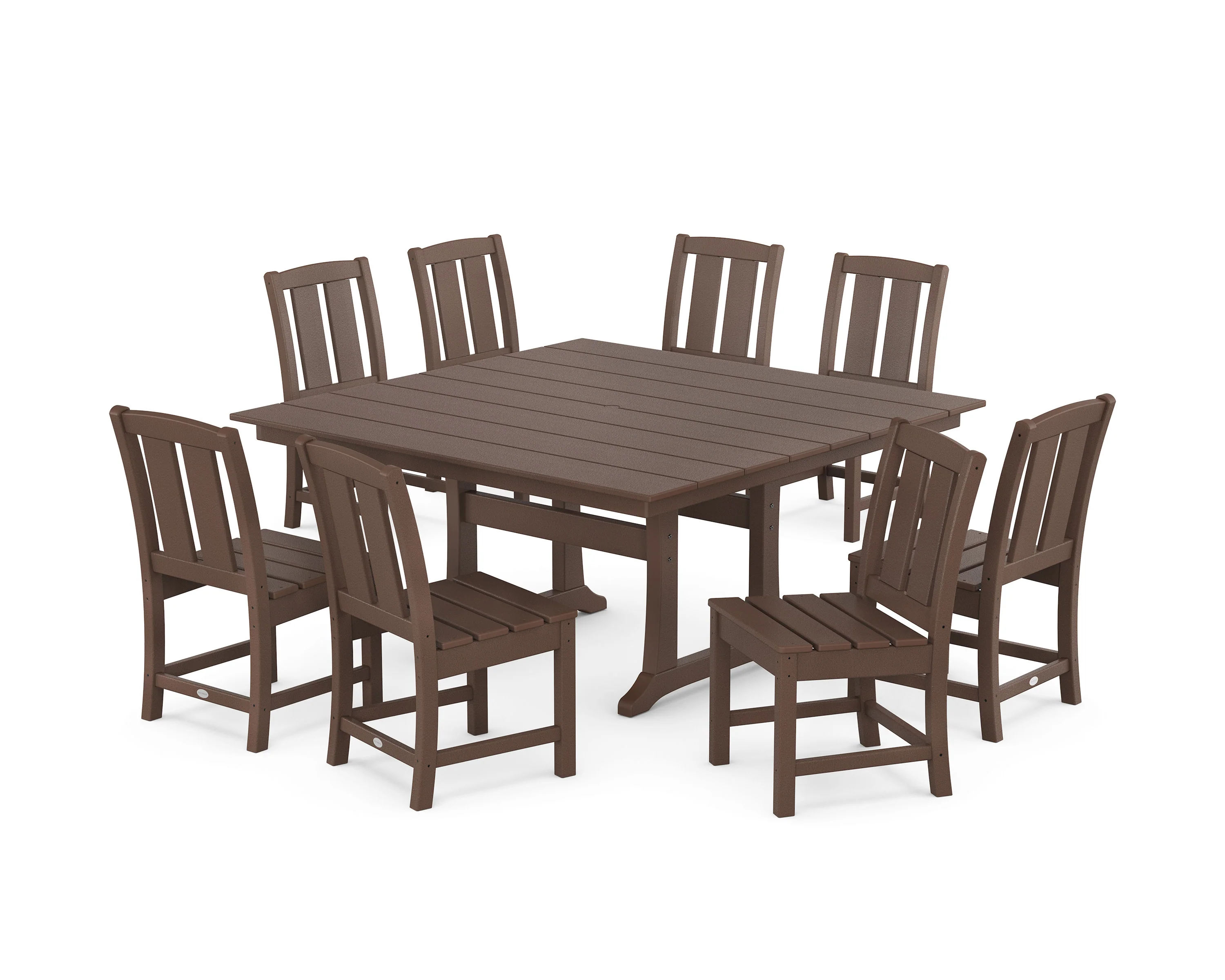 Mission Side Chair 9-Piece Square Farmhouse Dining Set with Trestle Legs - Image 8