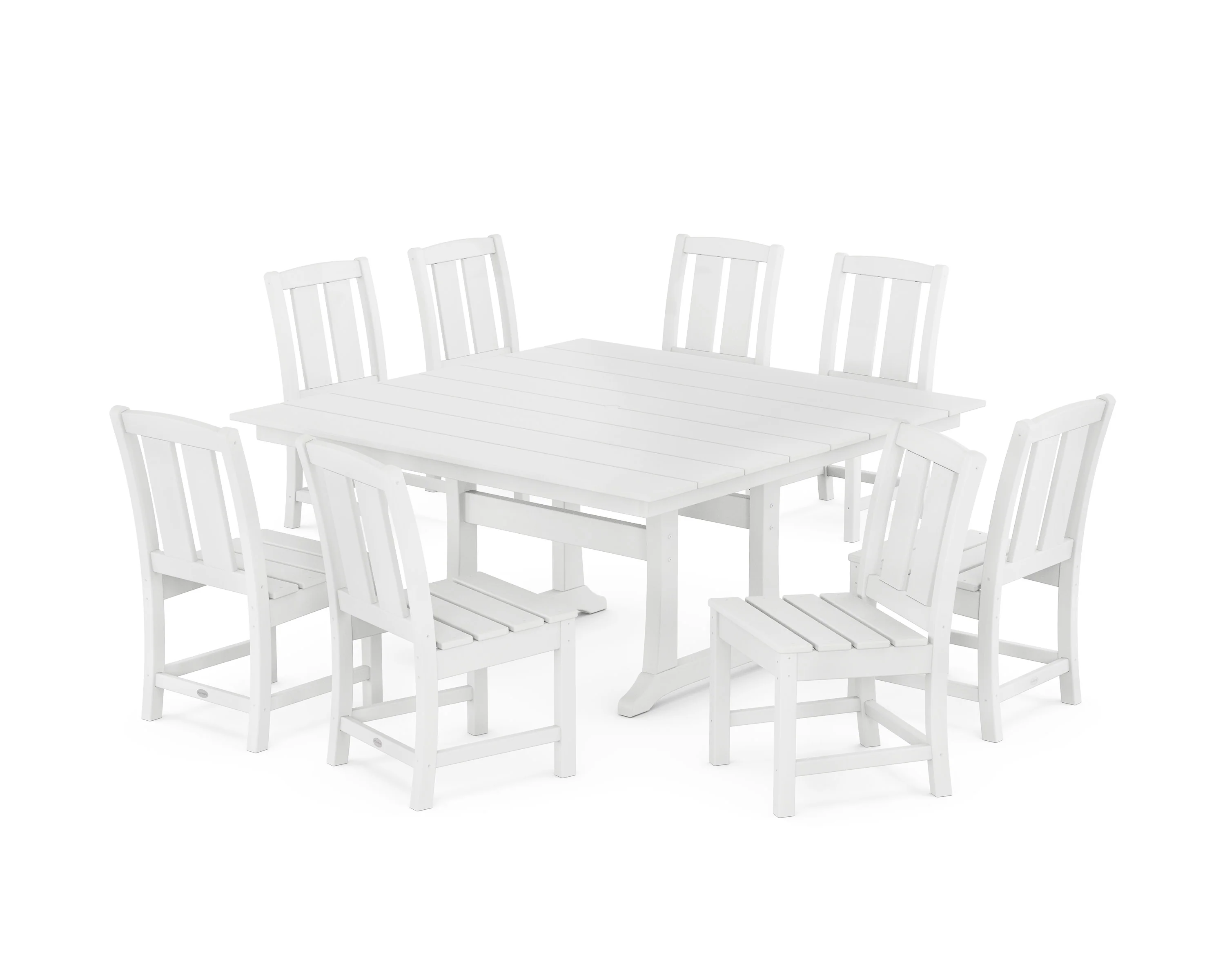 Mission Side Chair 9-Piece Square Farmhouse Dining Set with Trestle Legs - Image 9