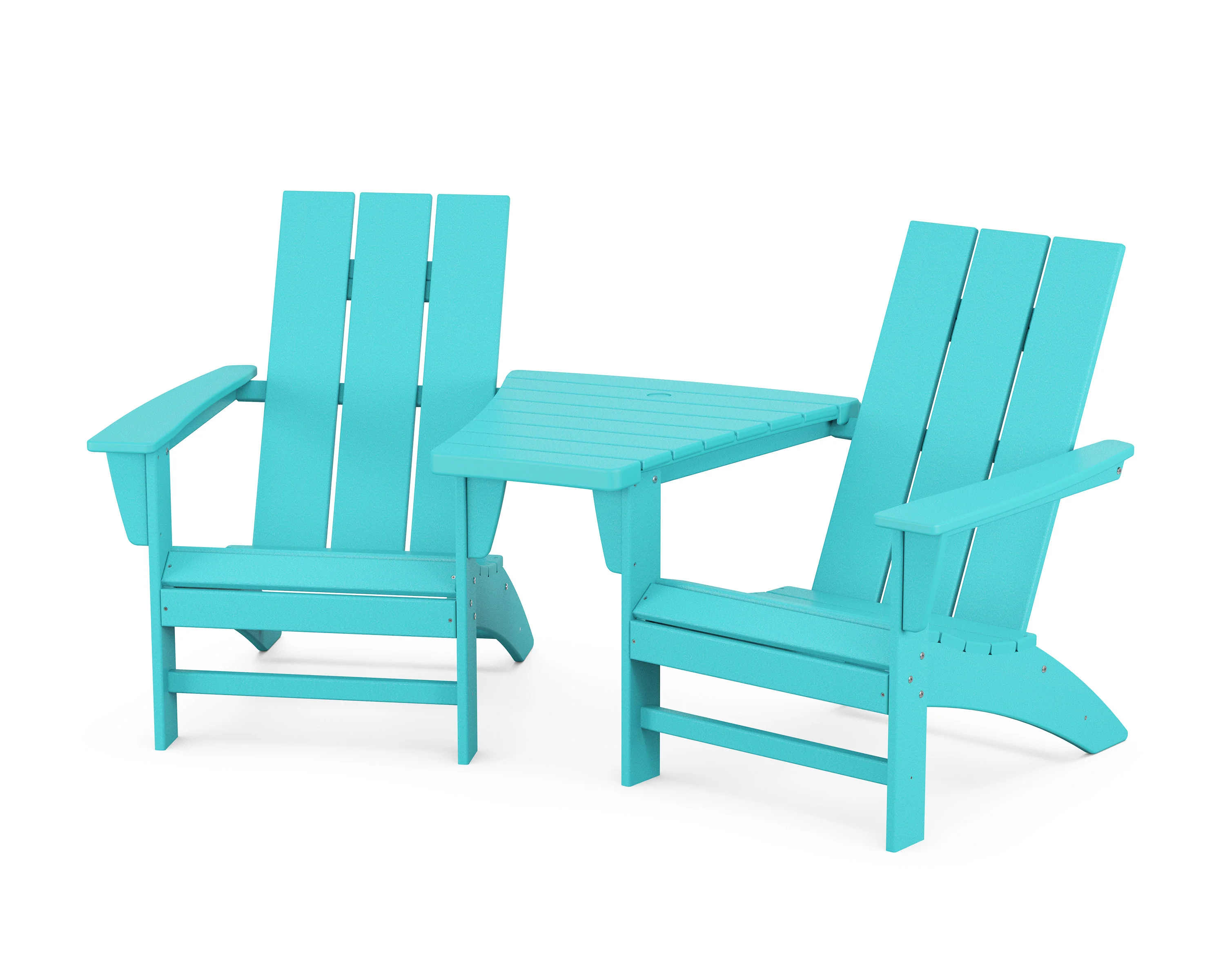 Modern 3-Piece Adirondack Set with Angled Connecting Table - Image 17