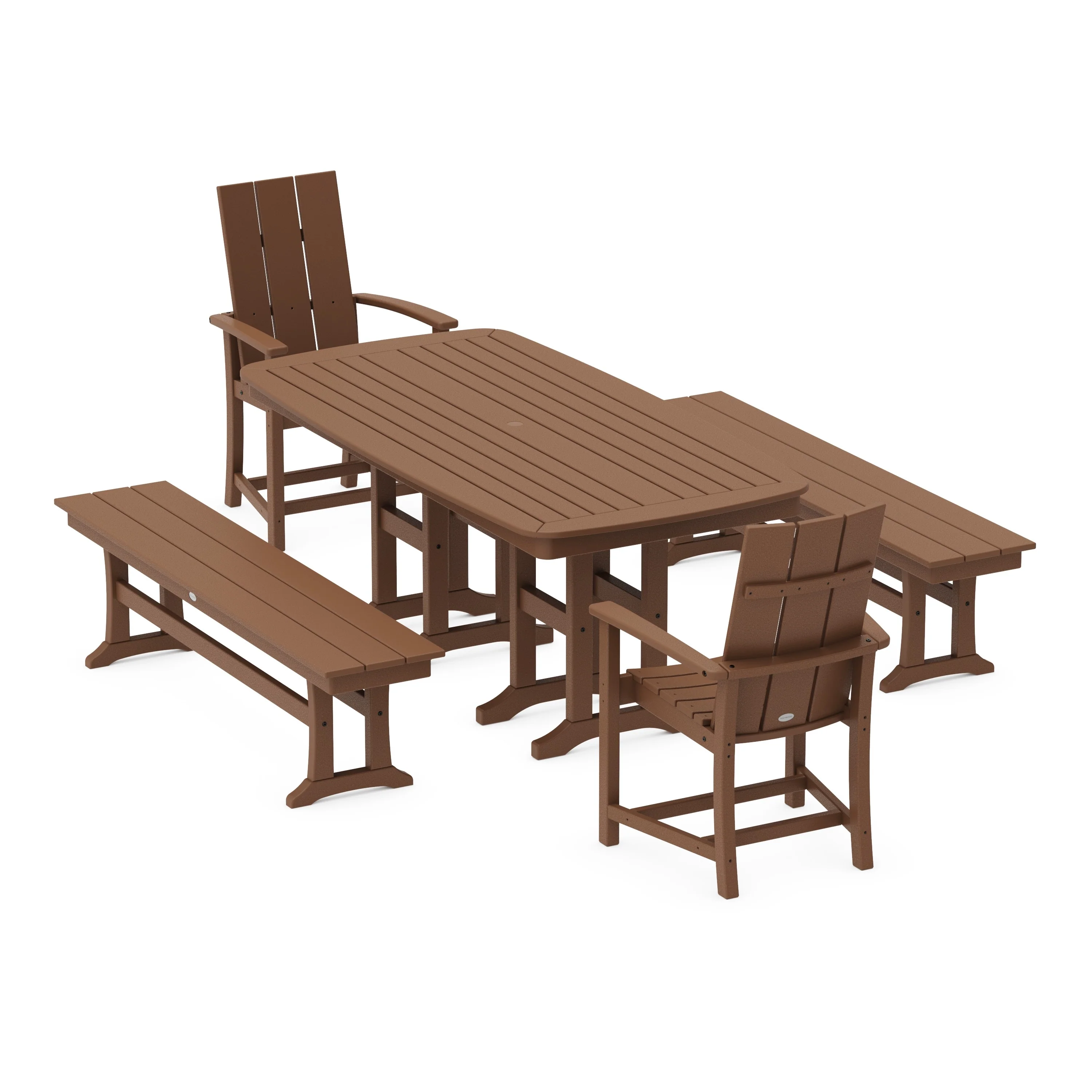 Modern Adirondack 5-Piece Farmhouse Dining Set with Benches - Image 4
