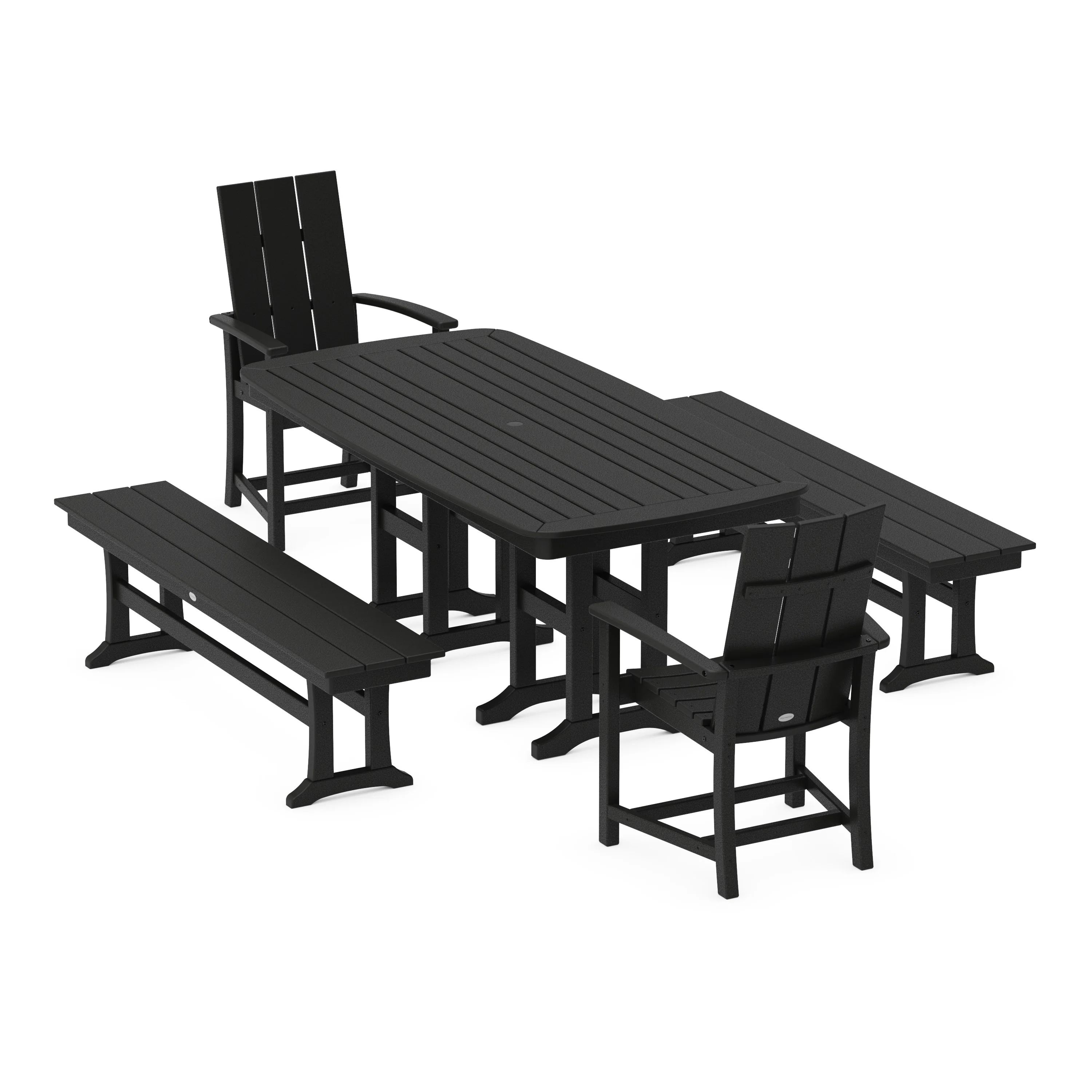 Modern Adirondack 5-Piece Farmhouse Dining Set with Benches - Image 5