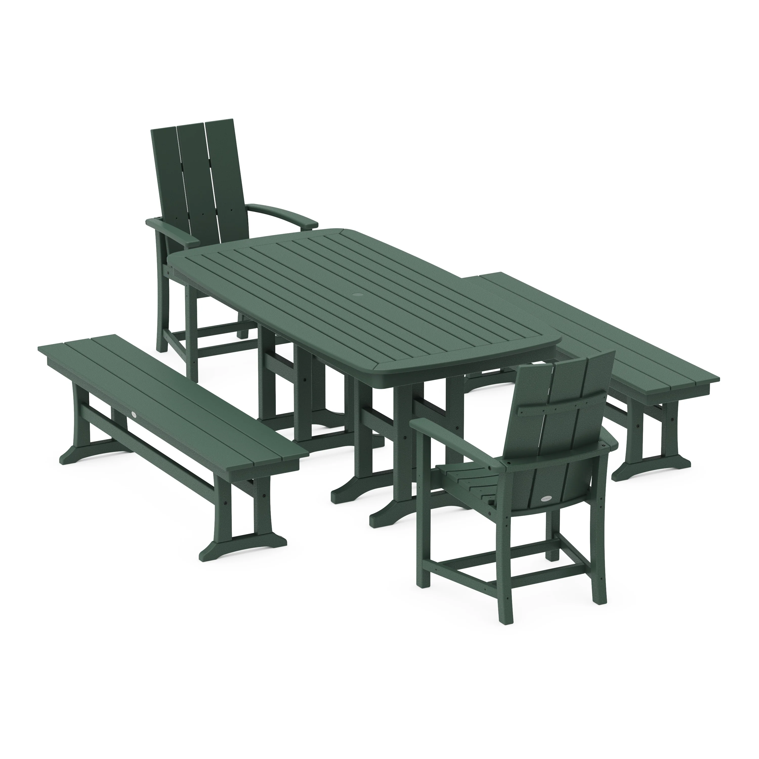 Modern Adirondack 5-Piece Farmhouse Dining Set with Benches - Image 8
