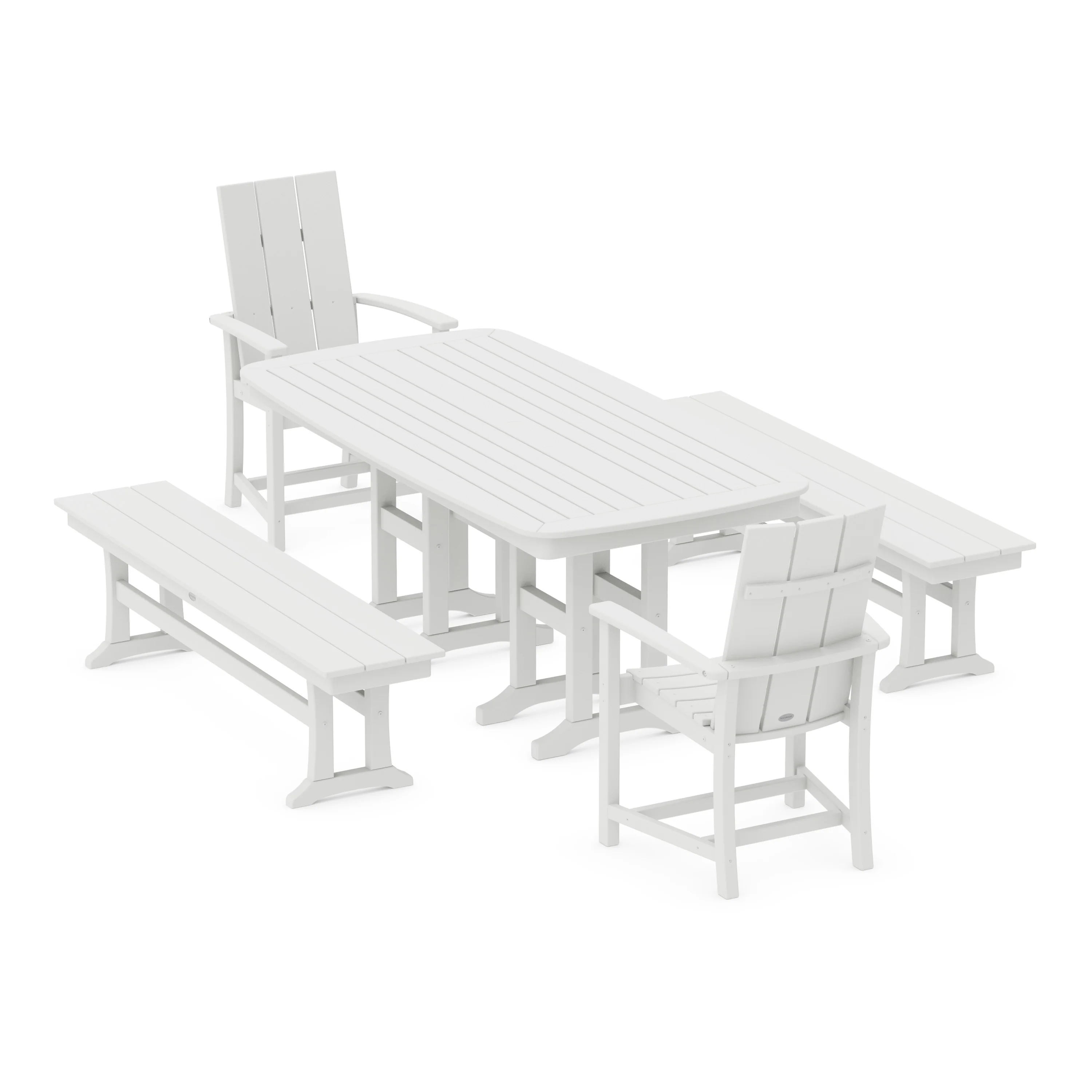 Modern Adirondack 5-Piece Farmhouse Dining Set with Benches - Image 9