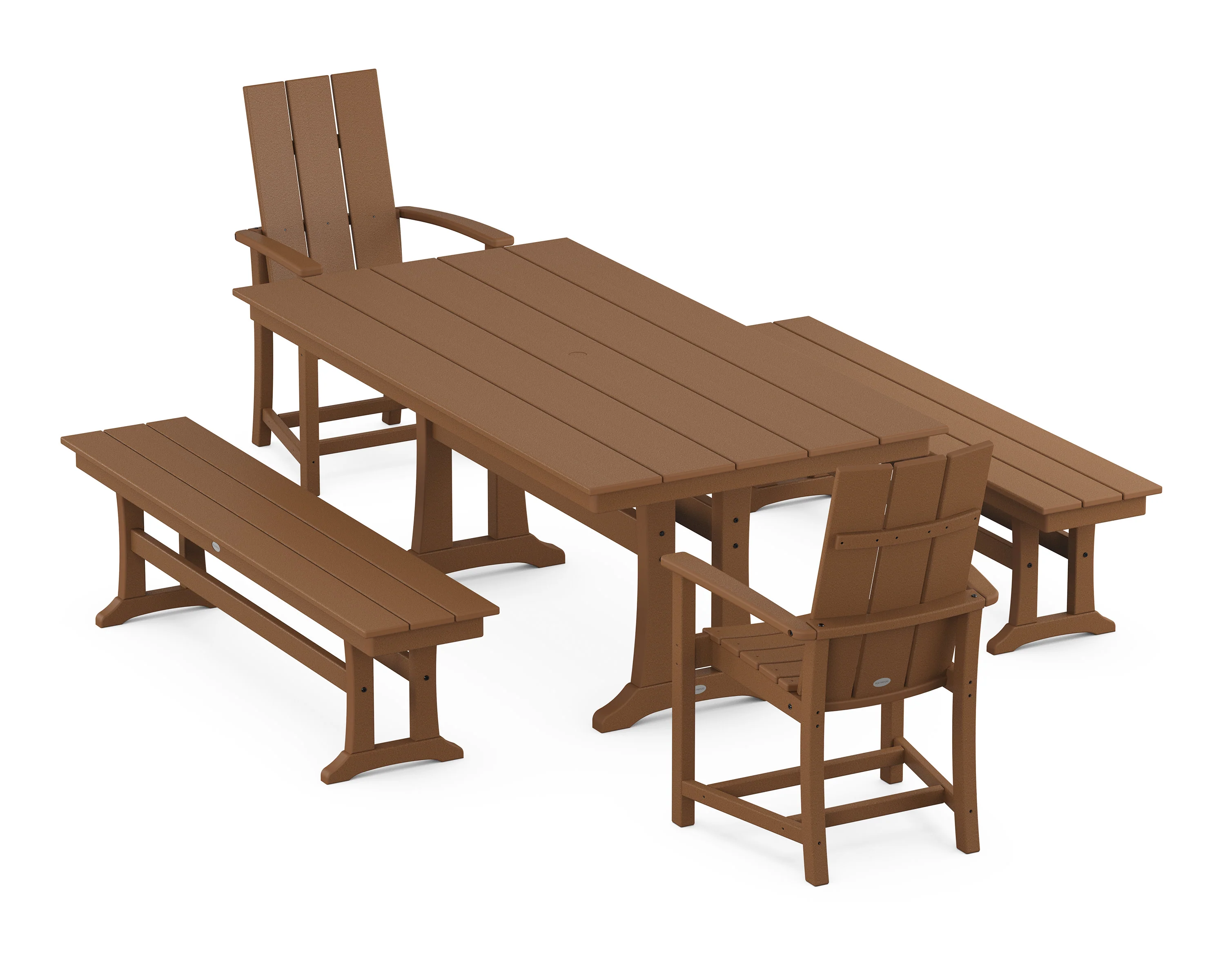 Modern Adirondack 5-Piece Farmhouse Dining Set With Trestle Legs - Image 4