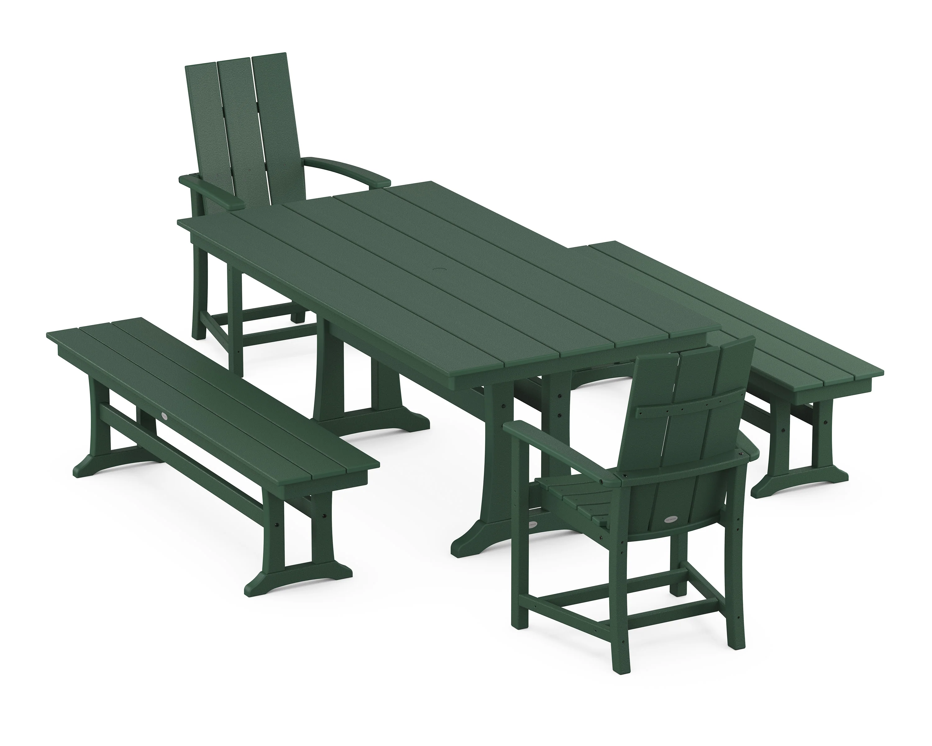 Modern Adirondack 5-Piece Farmhouse Dining Set With Trestle Legs - Image 5