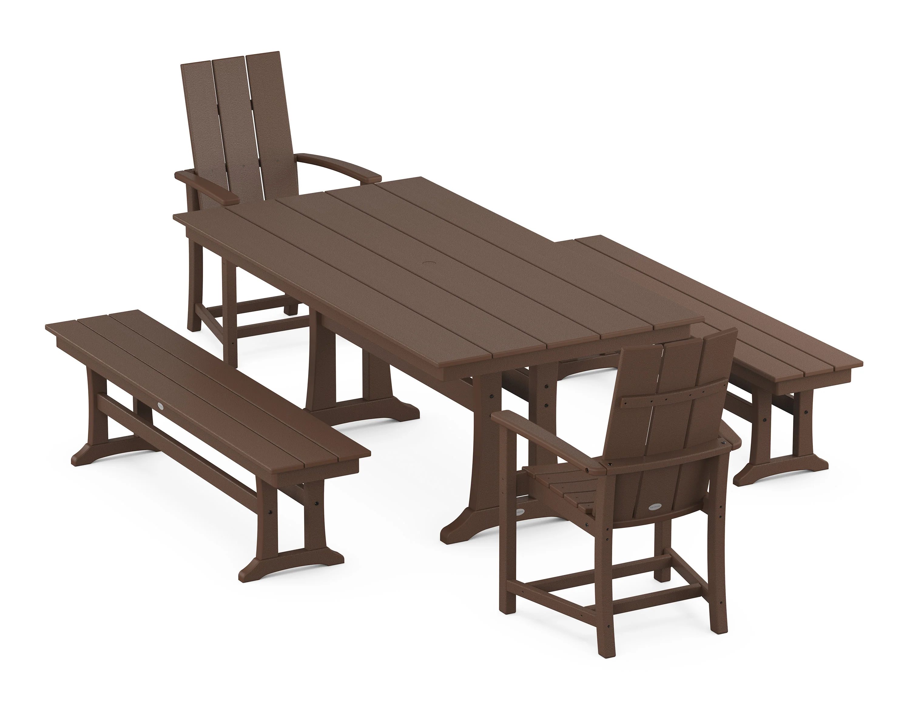 Modern Adirondack 5-Piece Farmhouse Dining Set With Trestle Legs - Image 6
