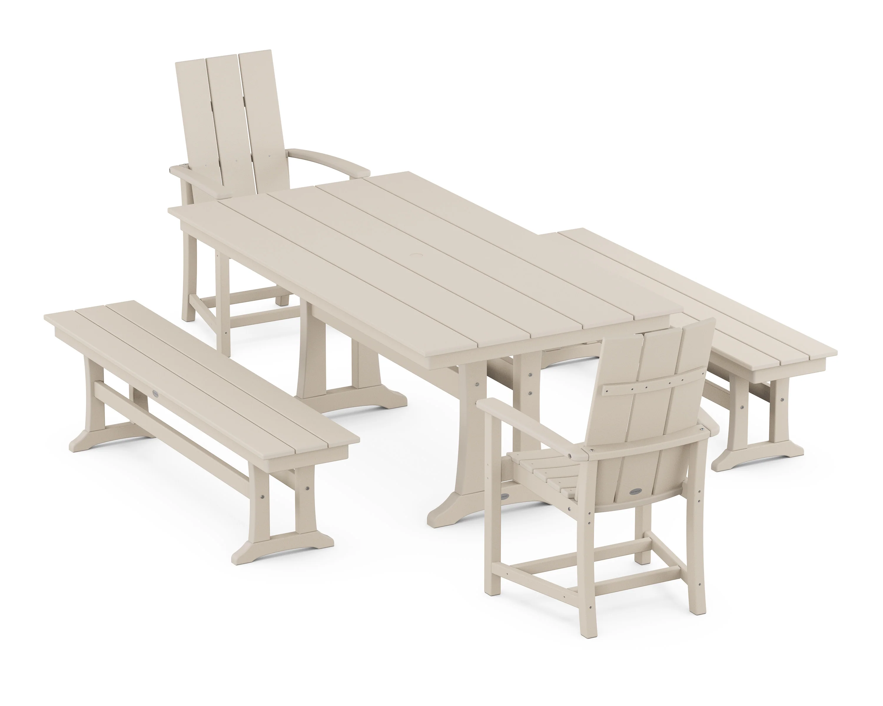 Modern Adirondack 5-Piece Farmhouse Dining Set With Trestle Legs - Image 7