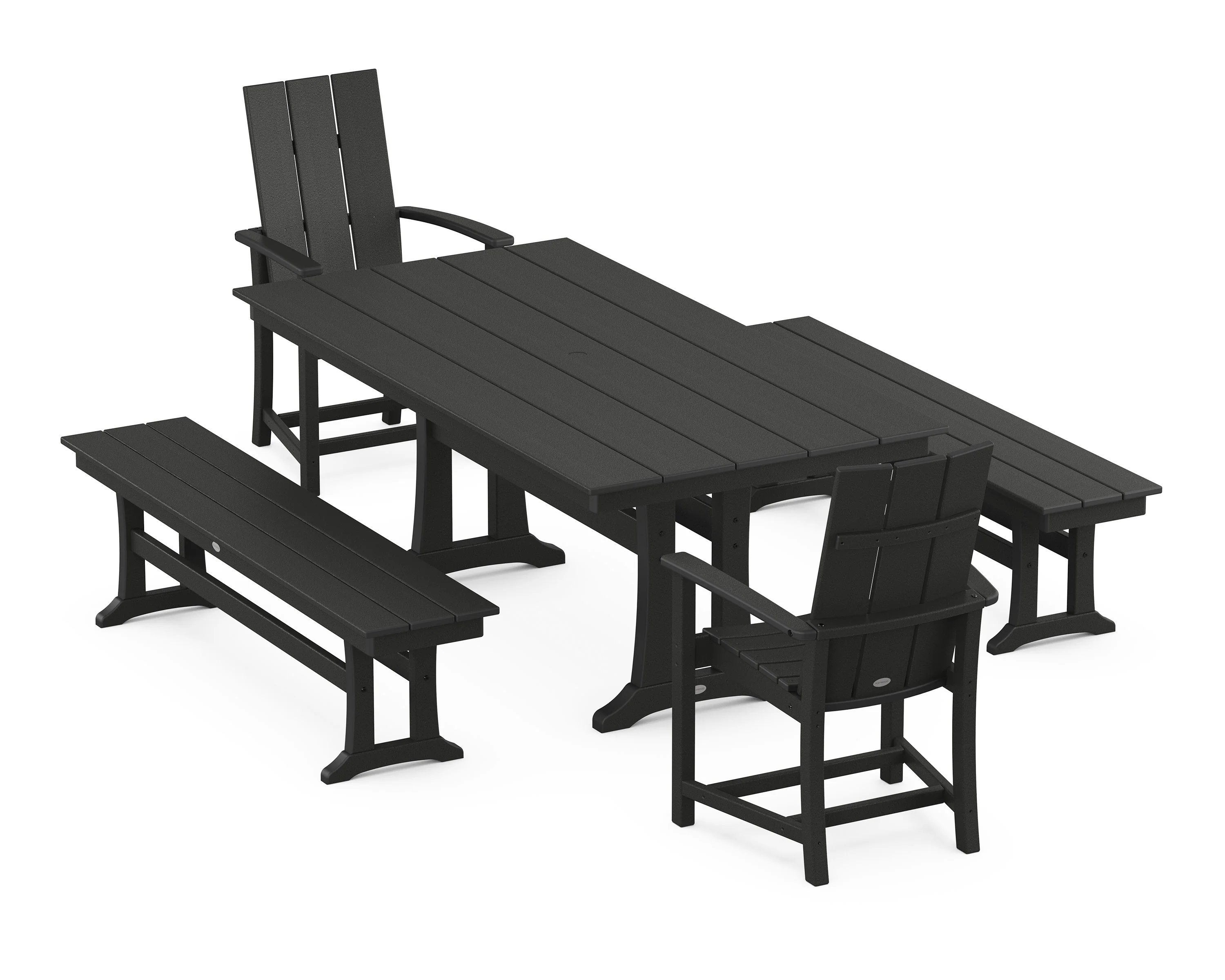 Modern Adirondack 5-Piece Farmhouse Dining Set With Trestle Legs - Image 8