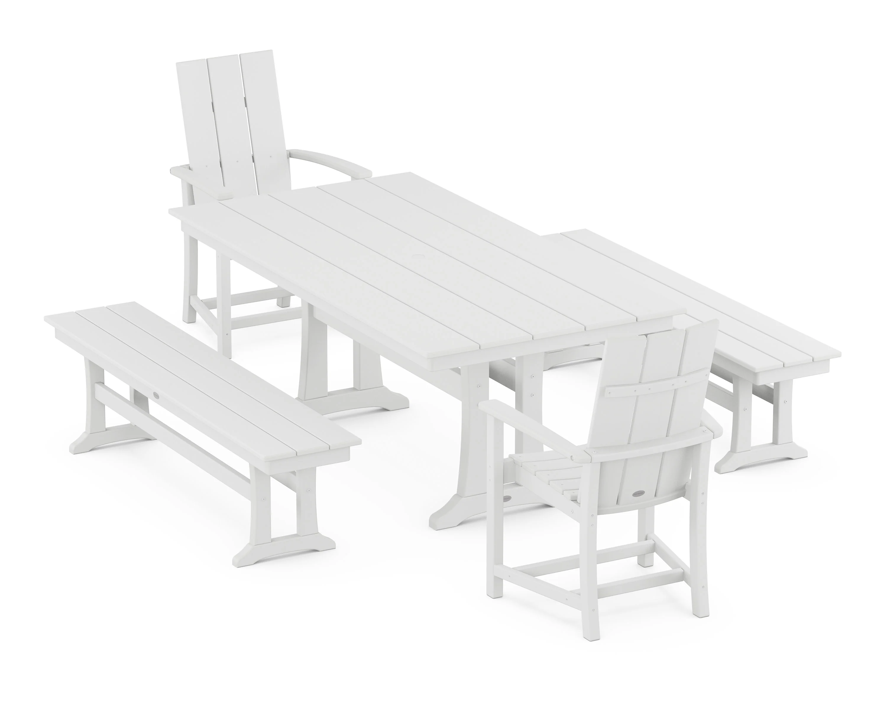Modern Adirondack 5-Piece Farmhouse Dining Set With Trestle Legs - Image 9