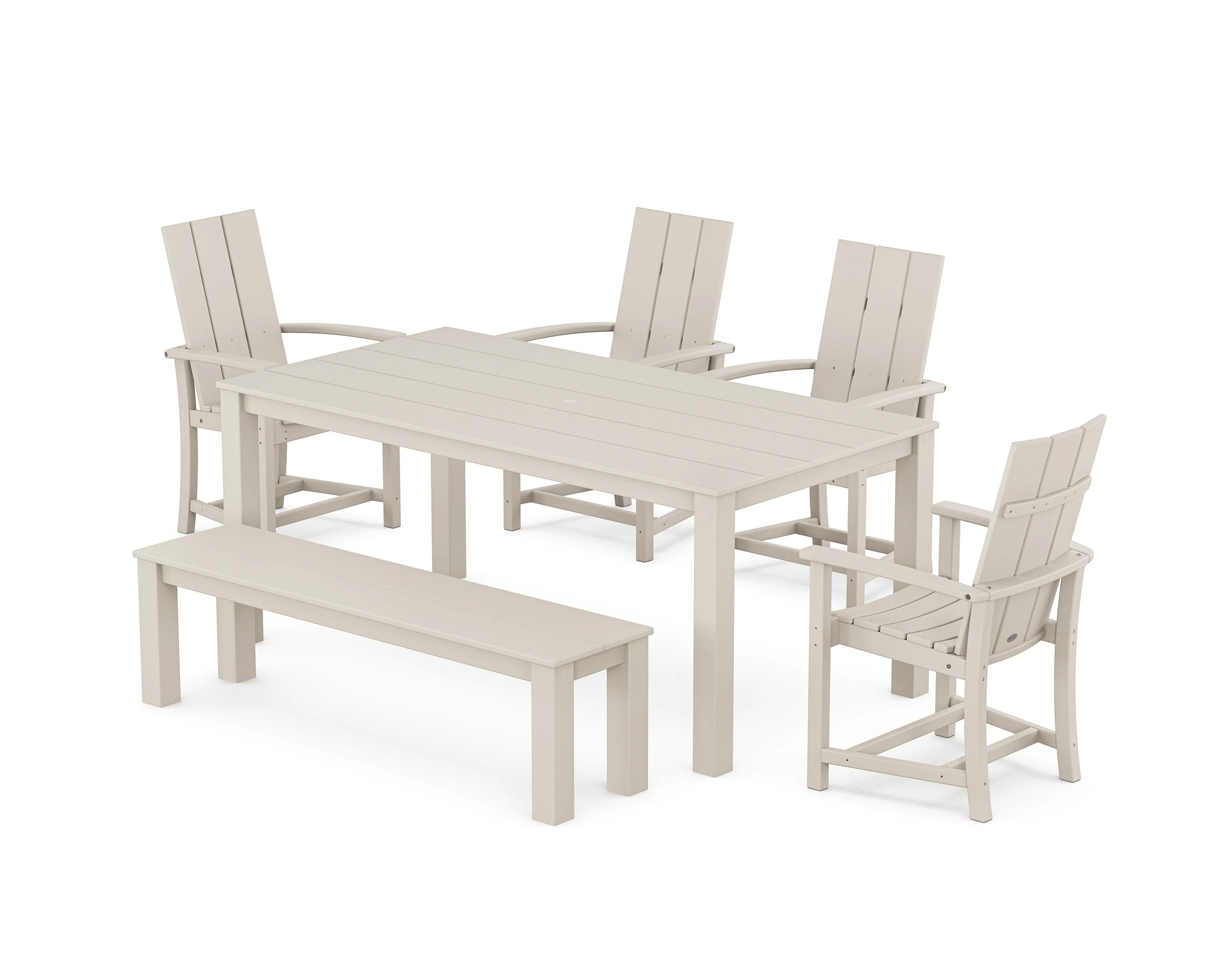 Modern Adirondack 6-Piece Parsons Dining Set with Bench - Image 4