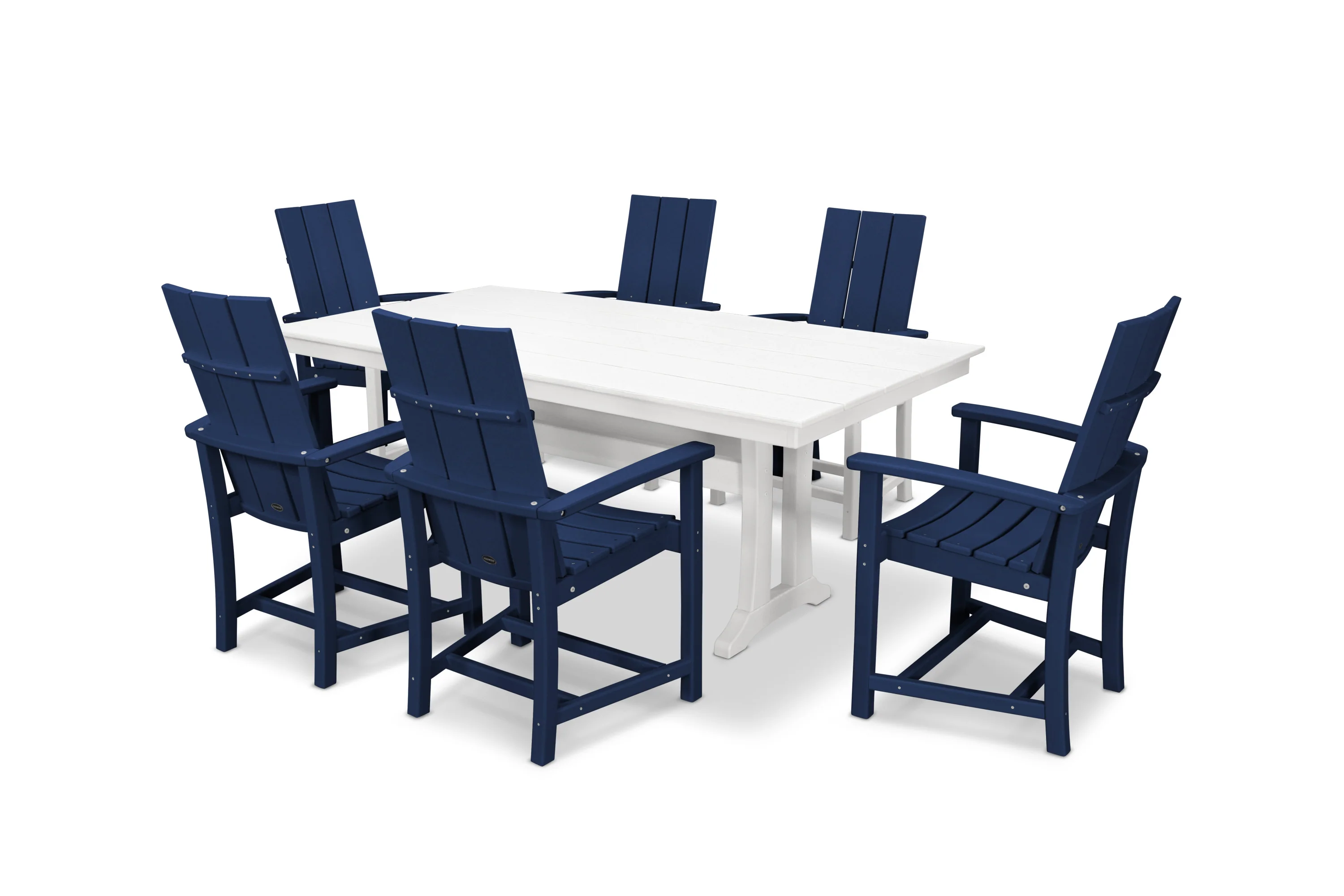 Modern Adirondack 7-Piece Farmhouse Dining Set with Trestle Legs - Image 14