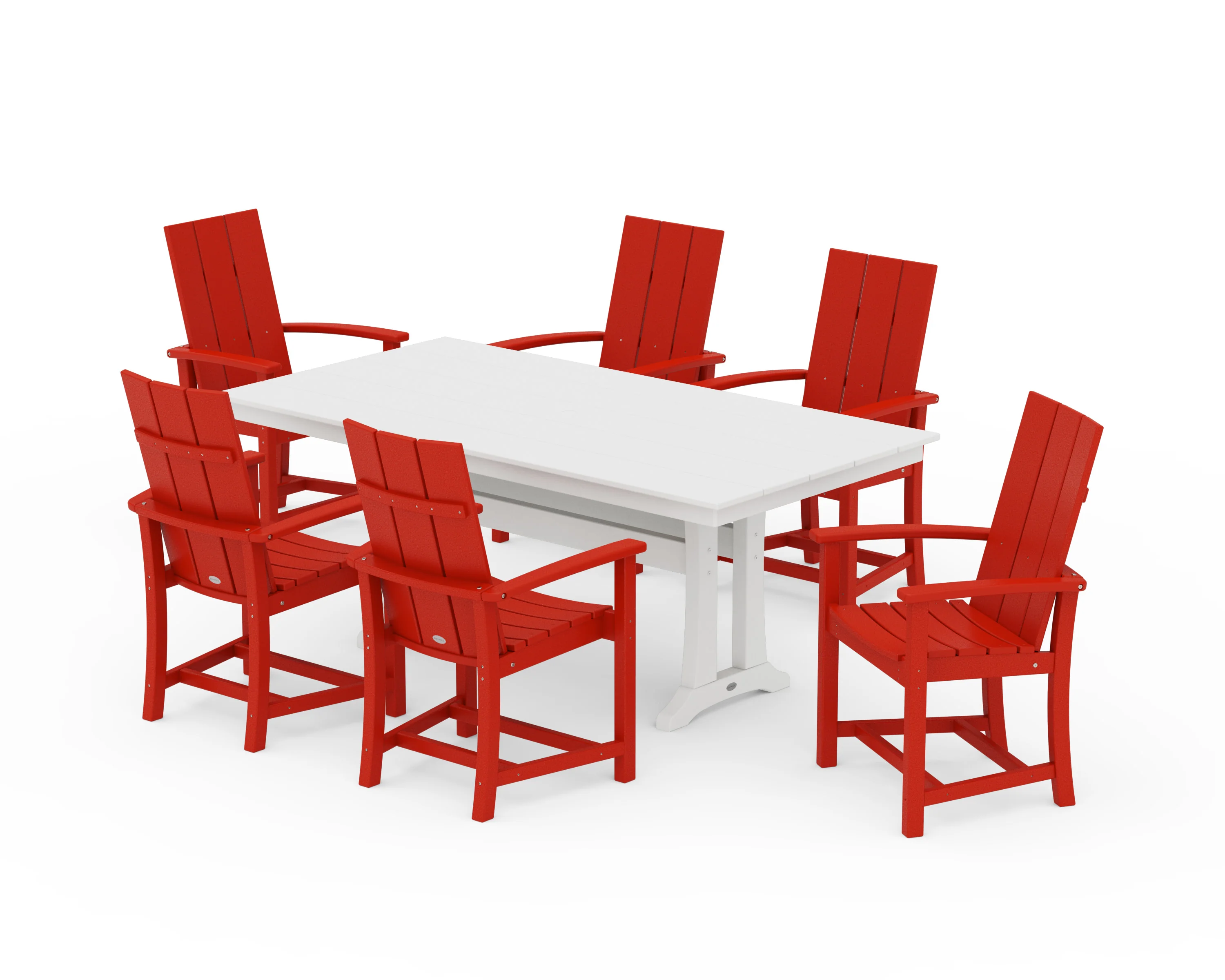 Modern Adirondack 7-Piece Farmhouse Dining Set with Trestle Legs - Image 21