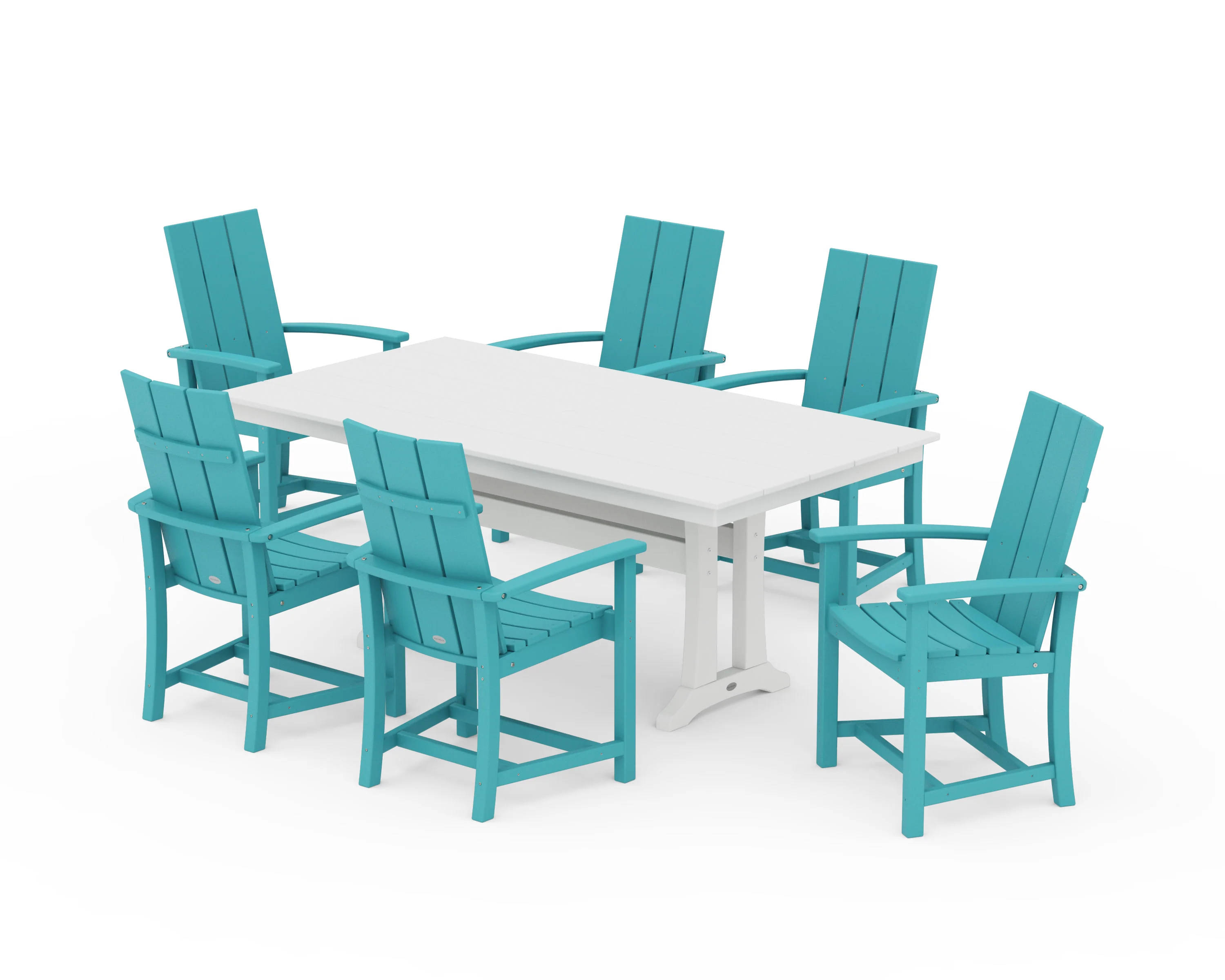 Modern Adirondack 7-Piece Farmhouse Dining Set with Trestle Legs - Image 23
