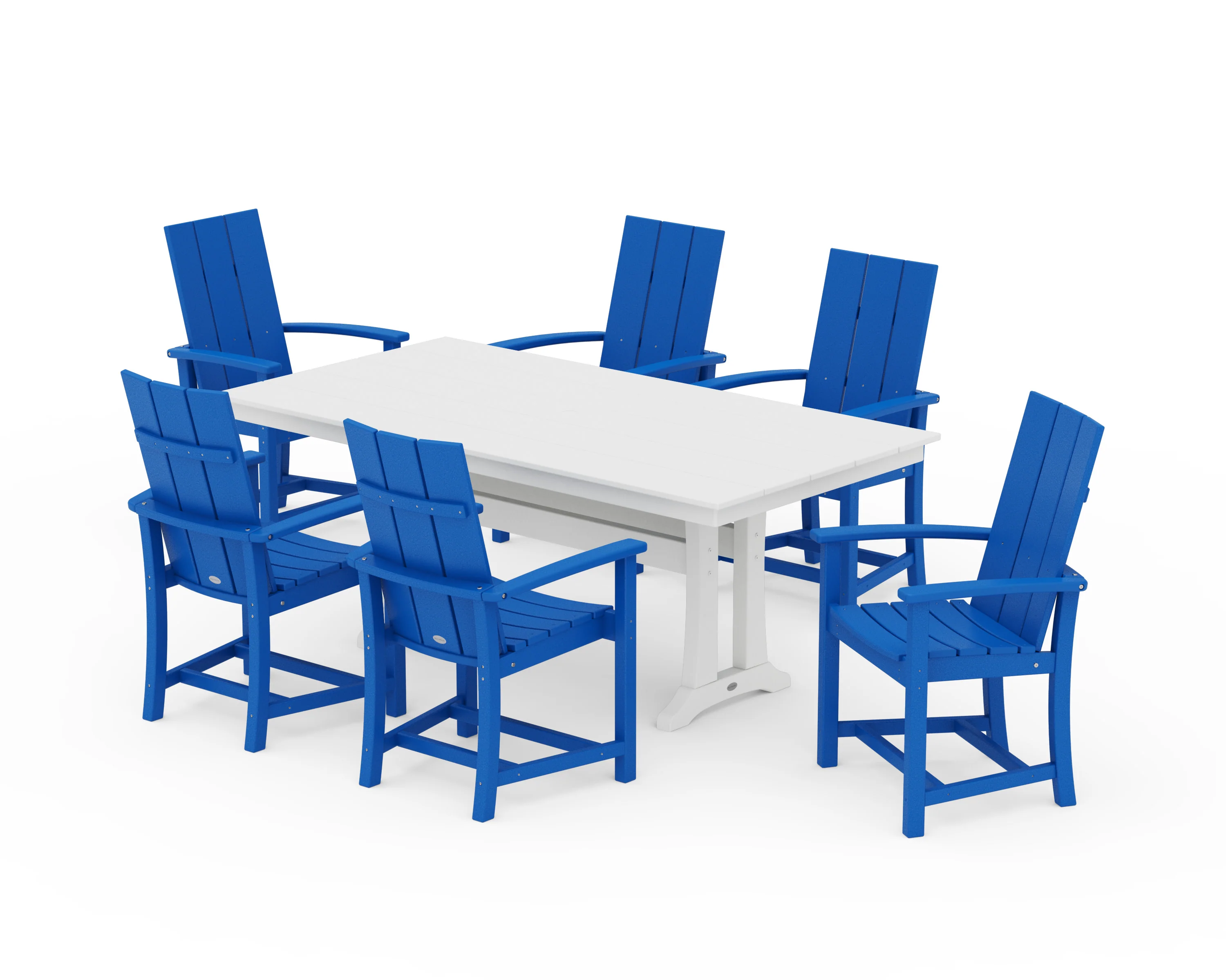 Modern Adirondack 7-Piece Farmhouse Dining Set with Trestle Legs - Image 25