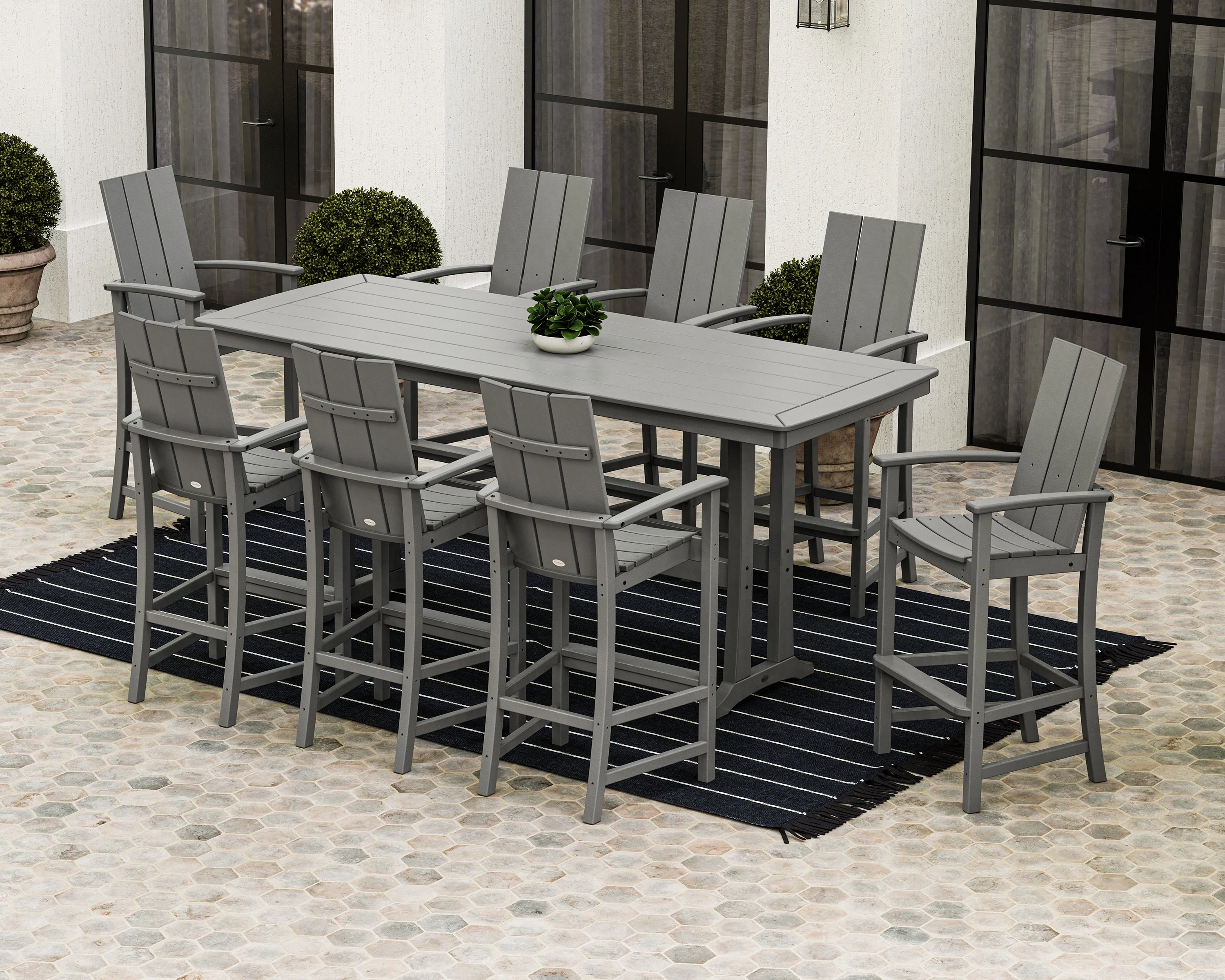 Modern Adirondack 9-Piece Bar Set with Trestle Legs - Image 3
