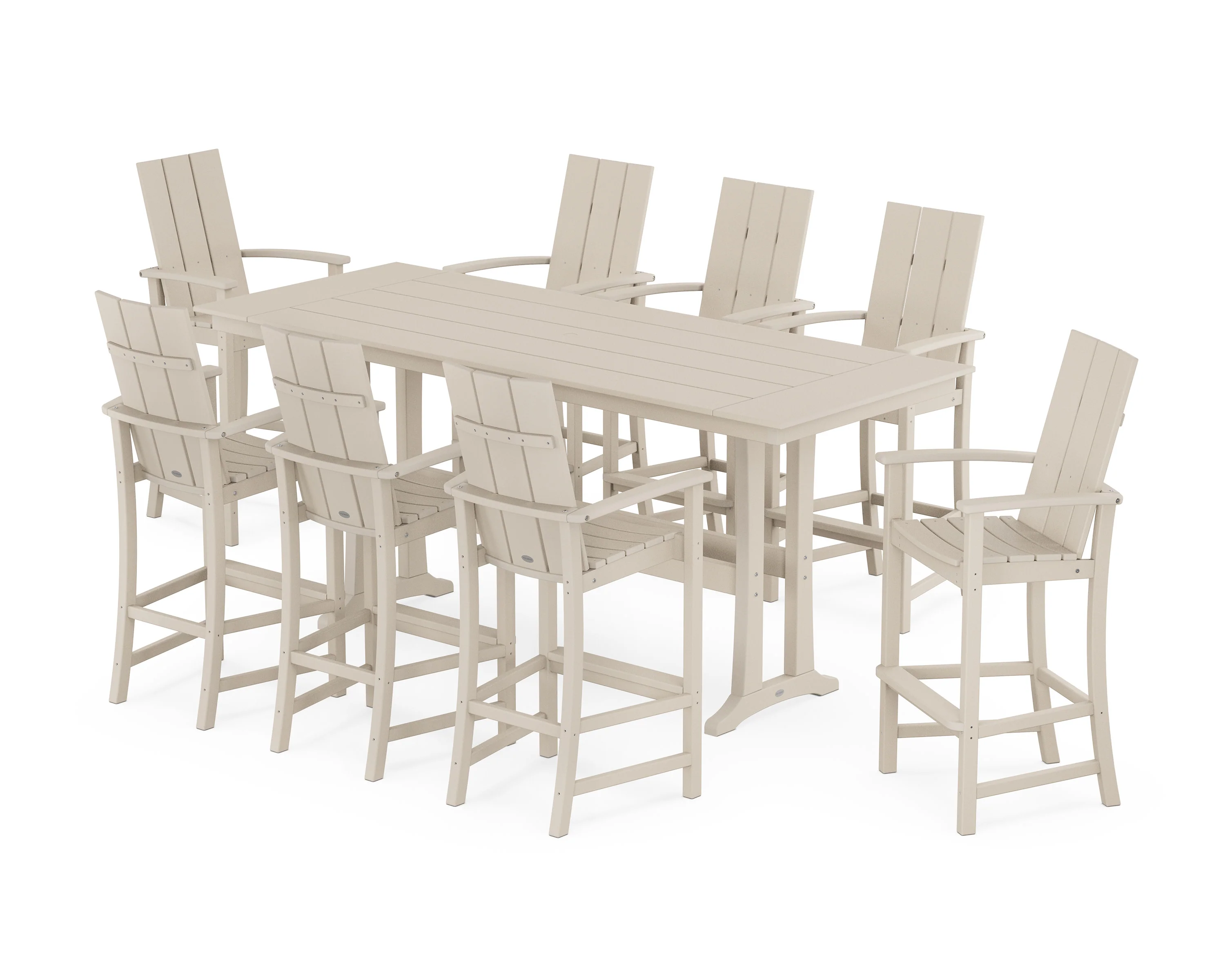 Modern Adirondack 9-Piece Farmhouse Bar Set with Trestle Legs - Image 4