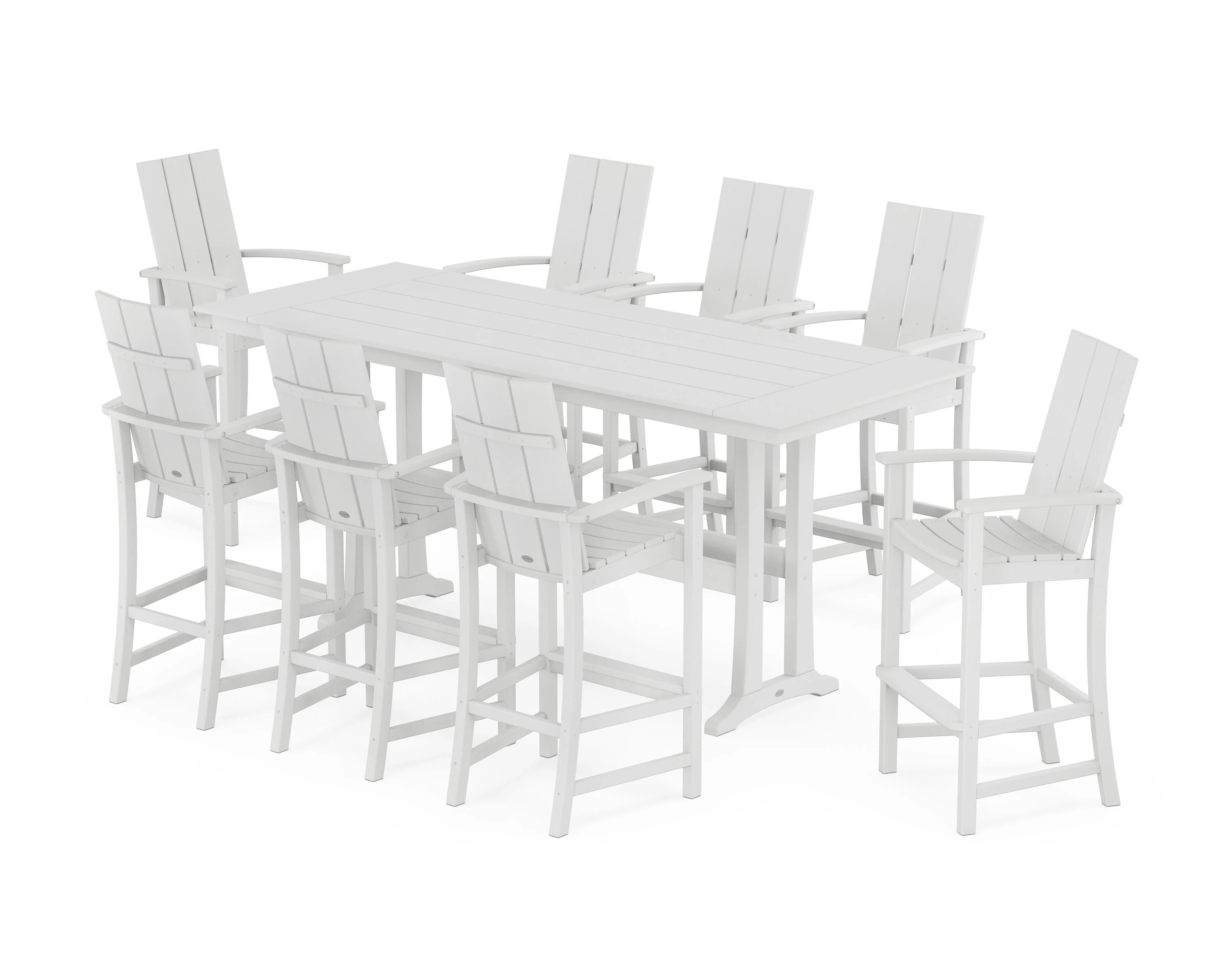 Modern Adirondack 9-Piece Farmhouse Bar Set with Trestle Legs - Image 5