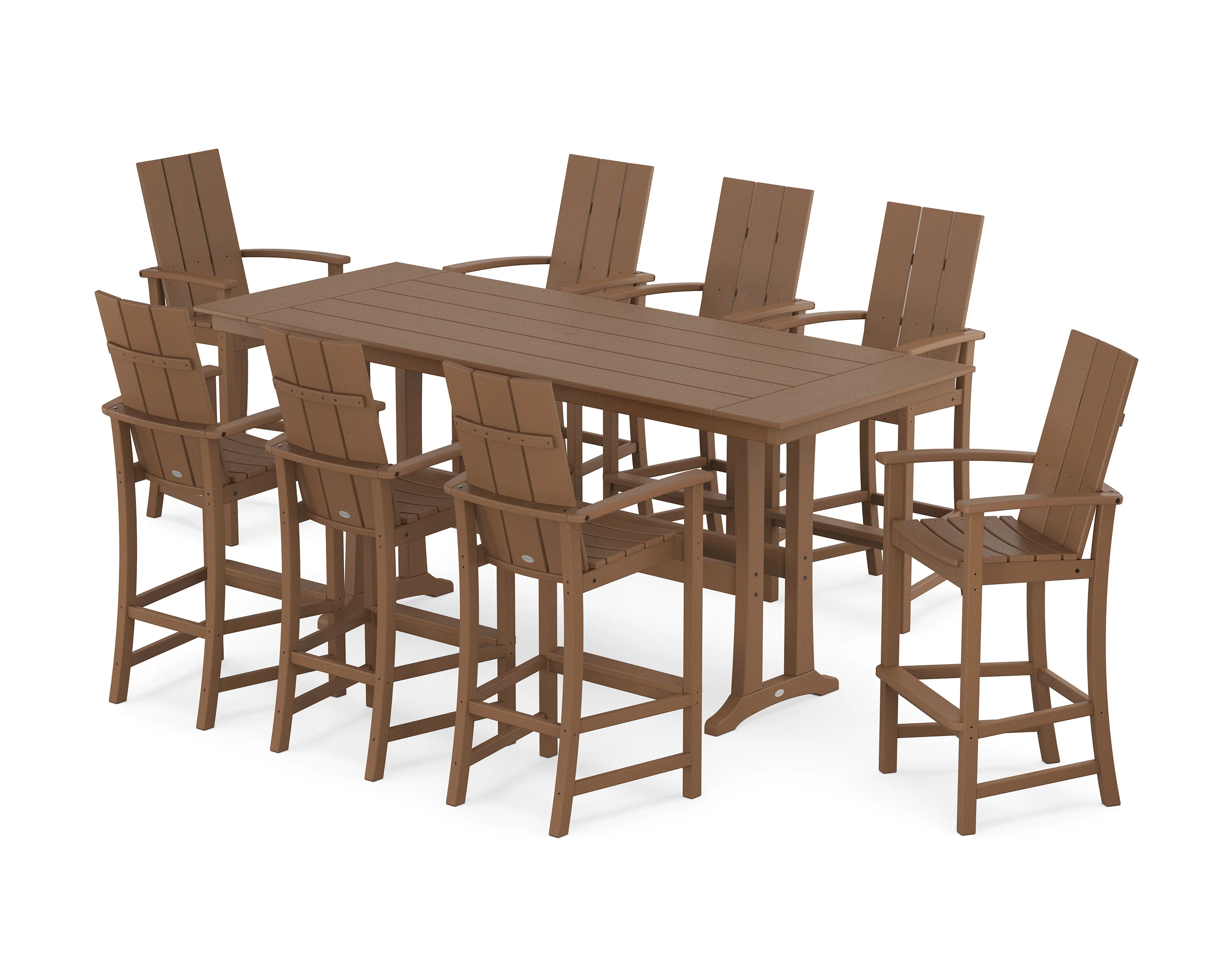 Modern Adirondack 9-Piece Farmhouse Bar Set with Trestle Legs - Image 7