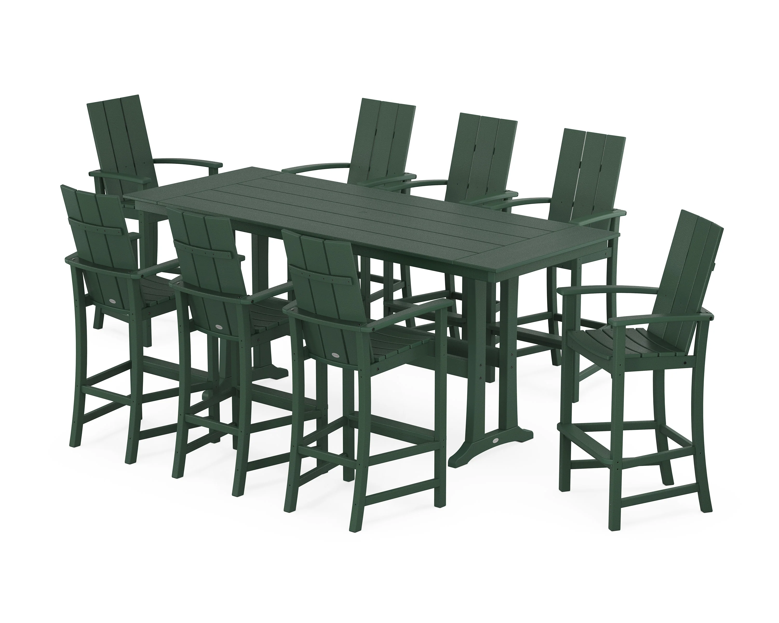 Modern Adirondack 9-Piece Farmhouse Bar Set with Trestle Legs - Image 8
