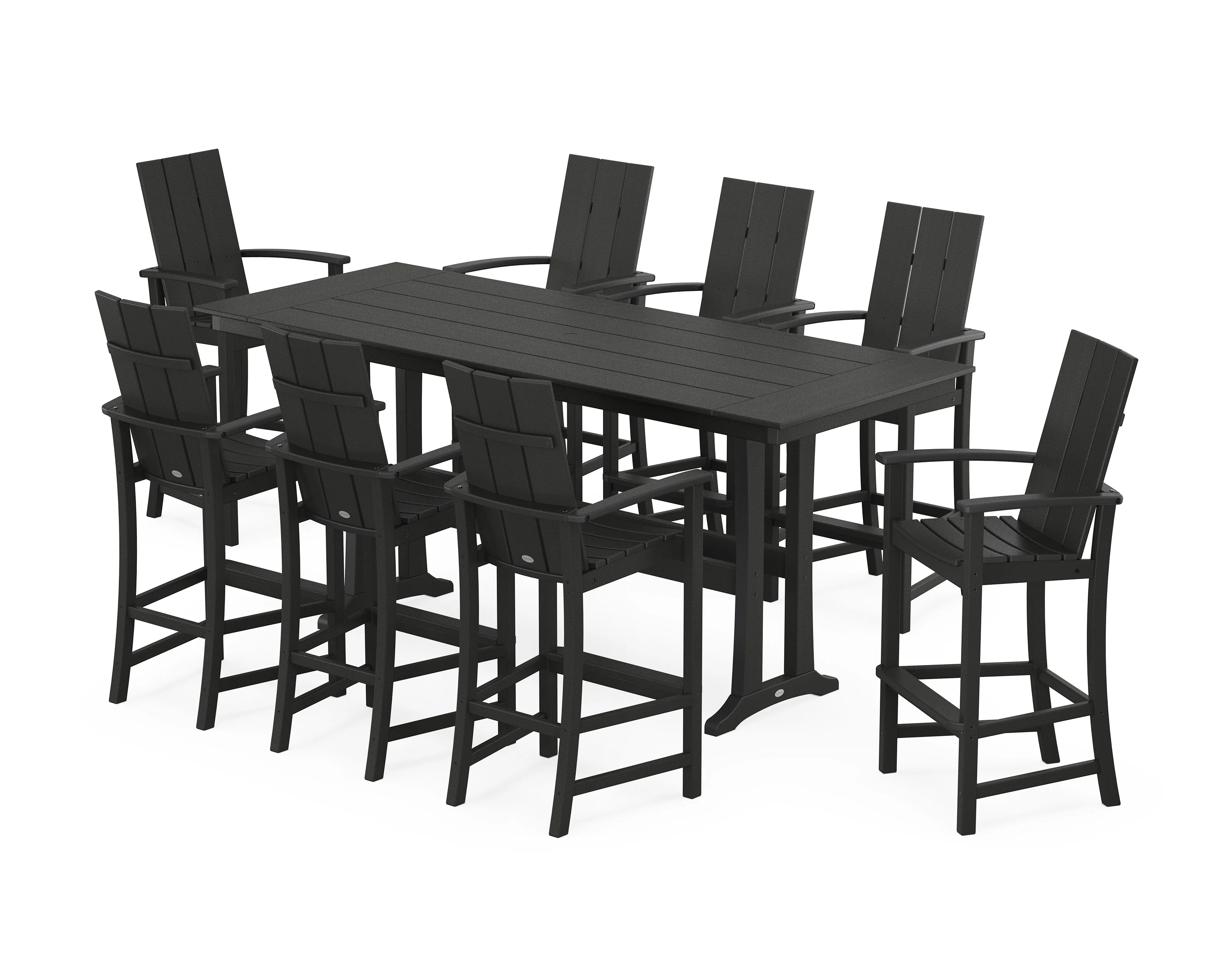 Modern Adirondack 9-Piece Farmhouse Bar Set with Trestle Legs - Image 9