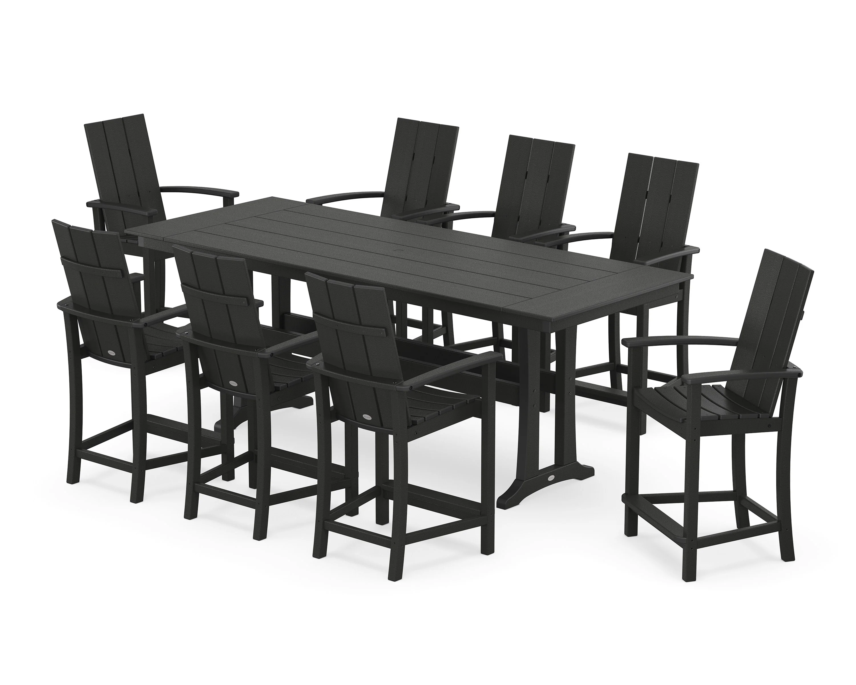 Modern Adirondack 9-Piece Farmhouse Counter Set with Trestle Legs - Image 5