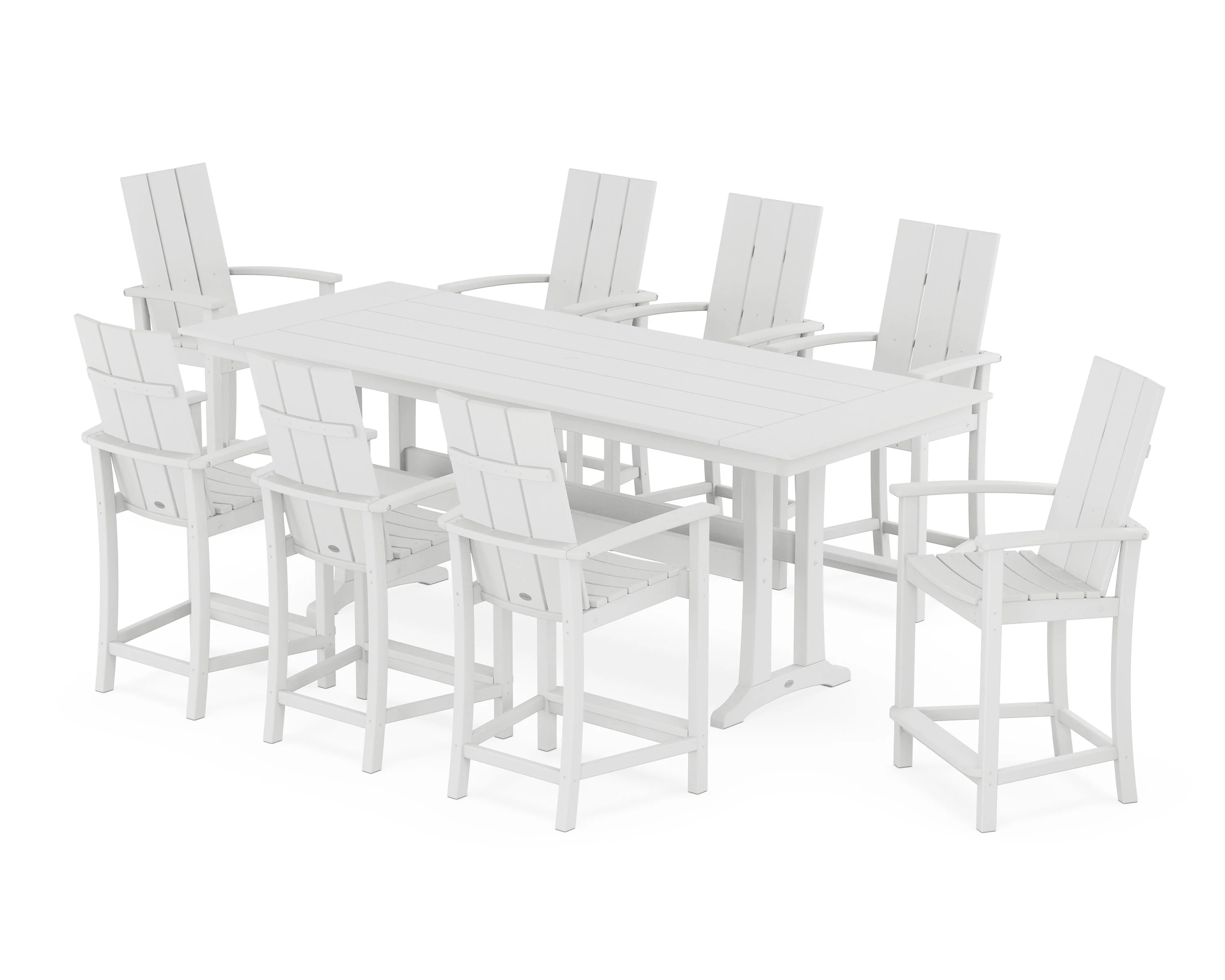 Modern Adirondack 9-Piece Farmhouse Counter Set with Trestle Legs - Image 7