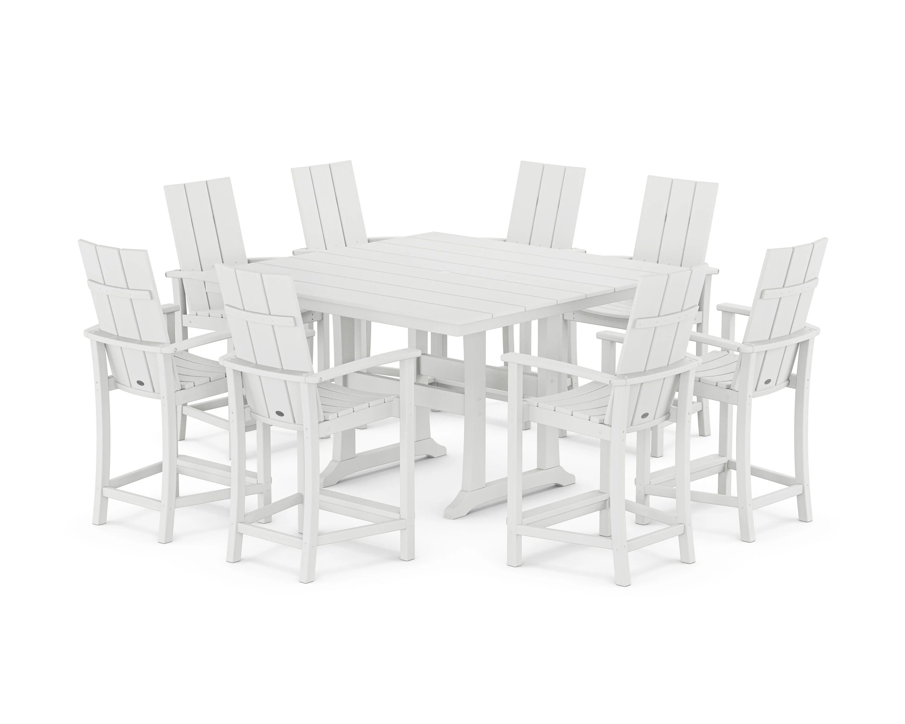 Modern Adirondack 9-Piece Farmhouse Trestle Counter Set - Image 4