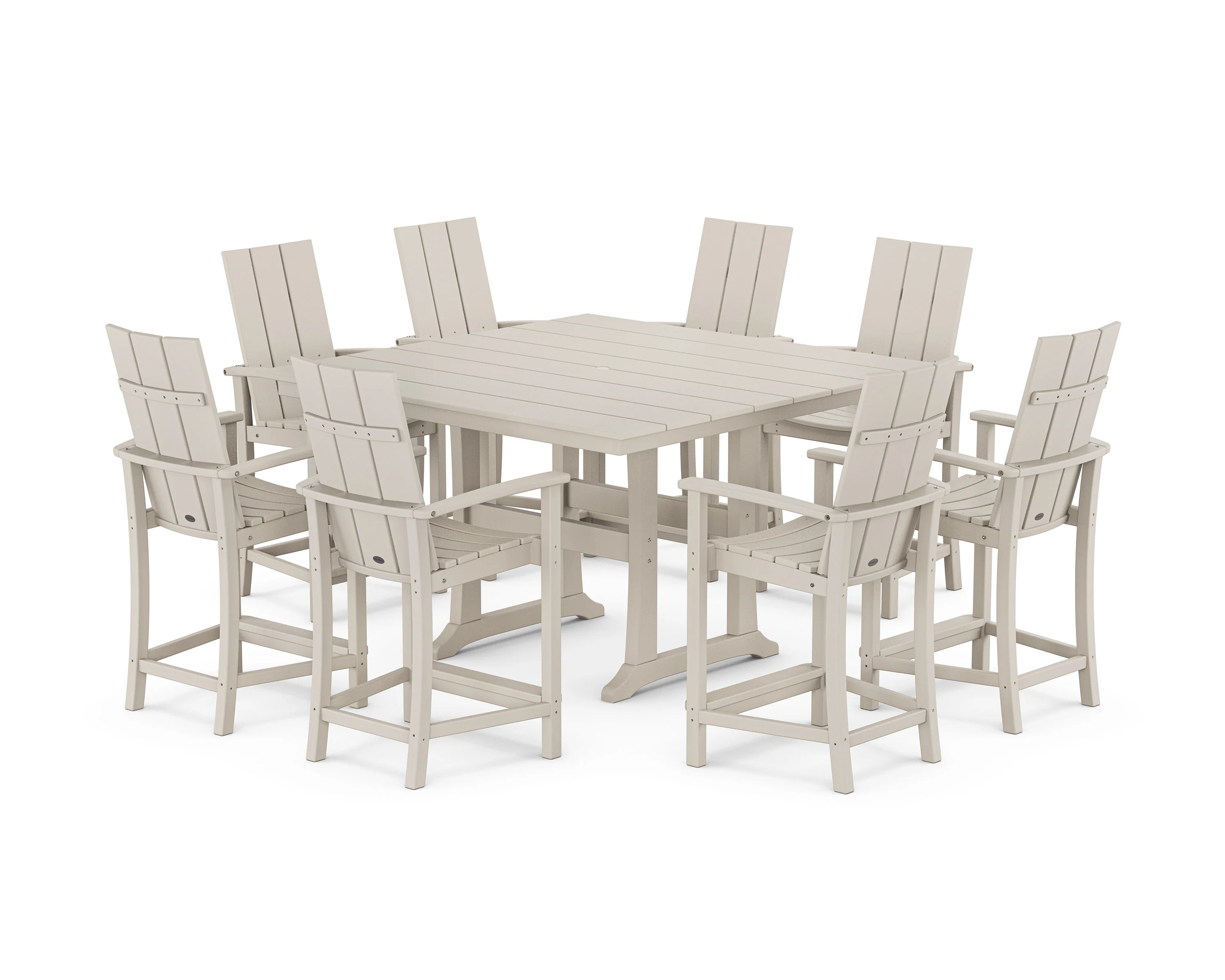 Modern Adirondack 9-Piece Farmhouse Trestle Counter Set - Image 5