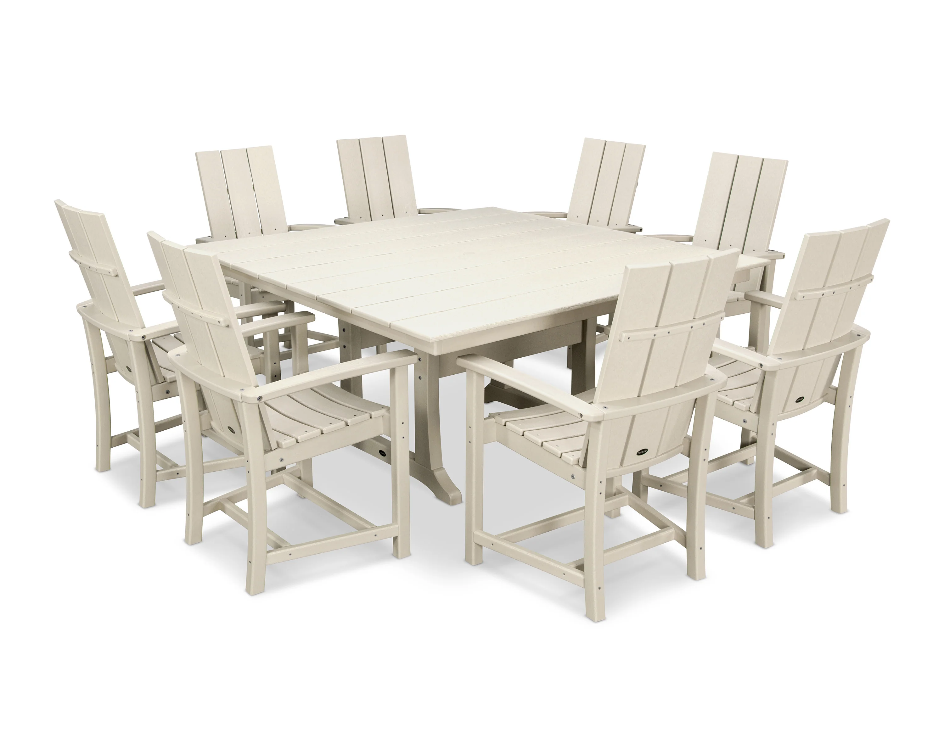 Modern Adirondack 9-Piece Farmhouse Trestle Dining Set - Image 10
