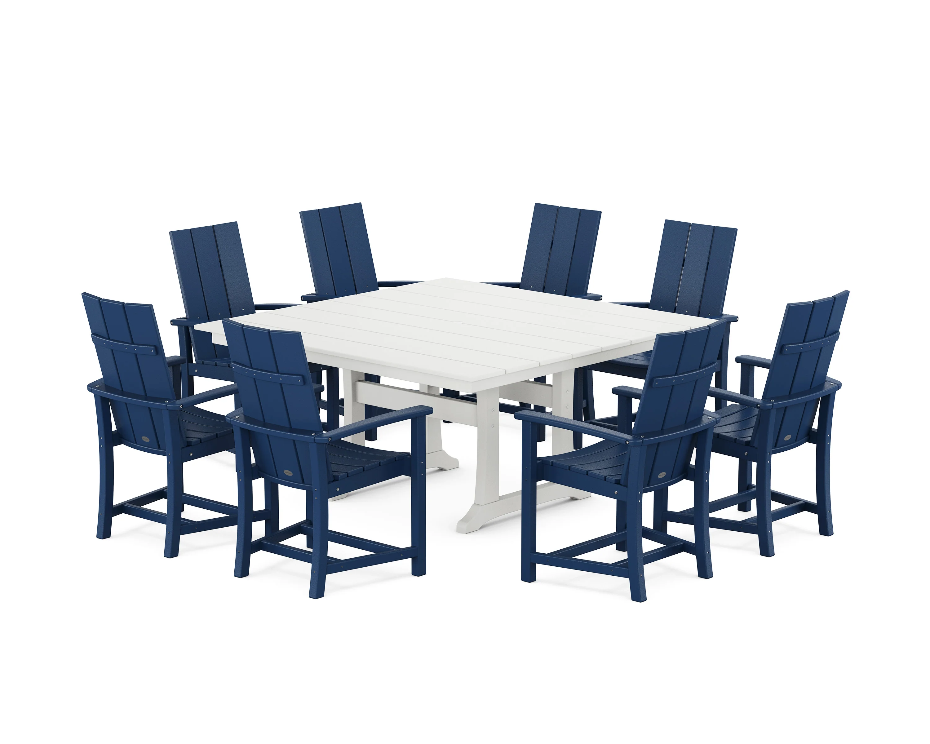 Modern Adirondack 9-Piece Farmhouse Trestle Dining Set - Image 11