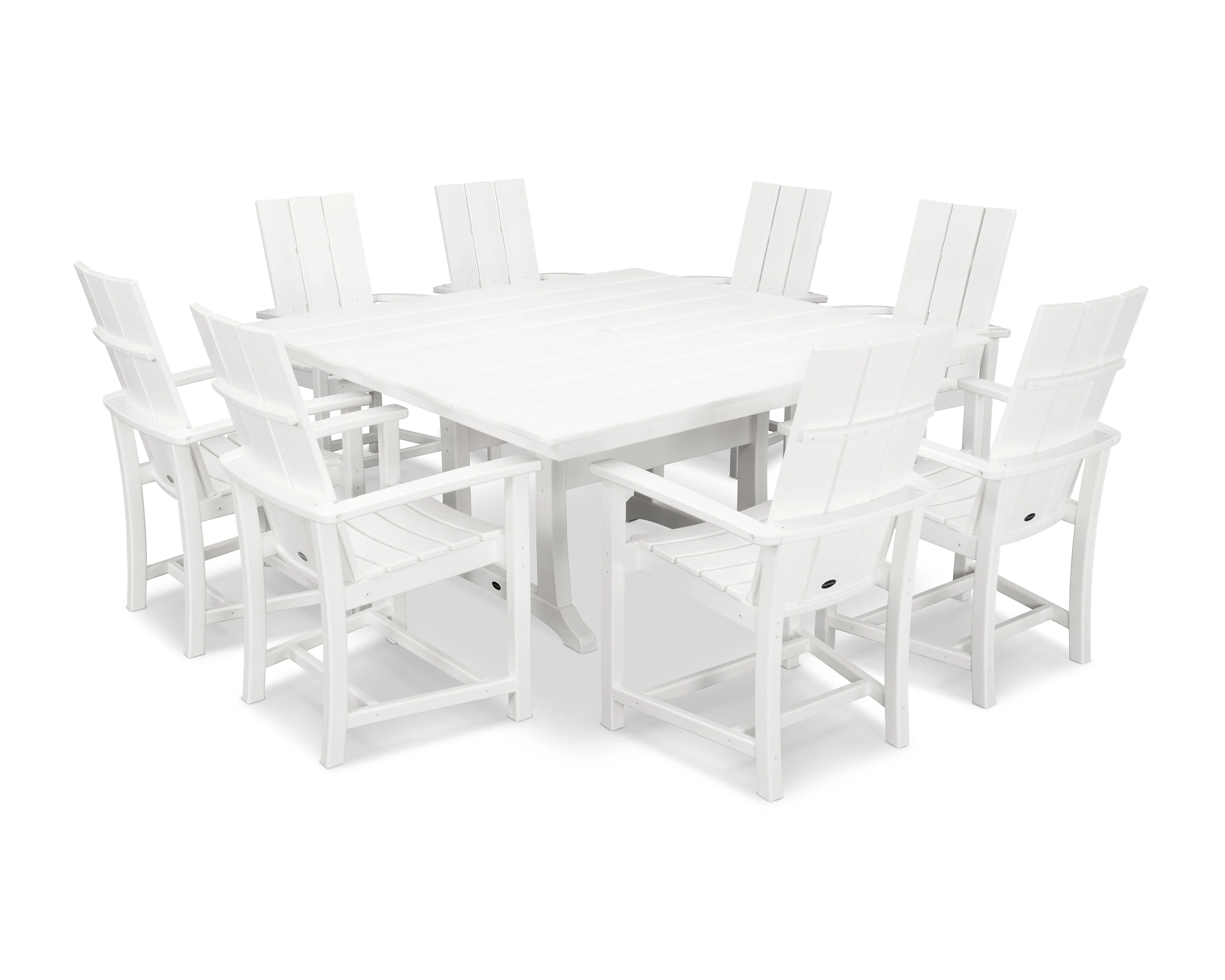 Modern Adirondack 9-Piece Farmhouse Trestle Dining Set - Image 5