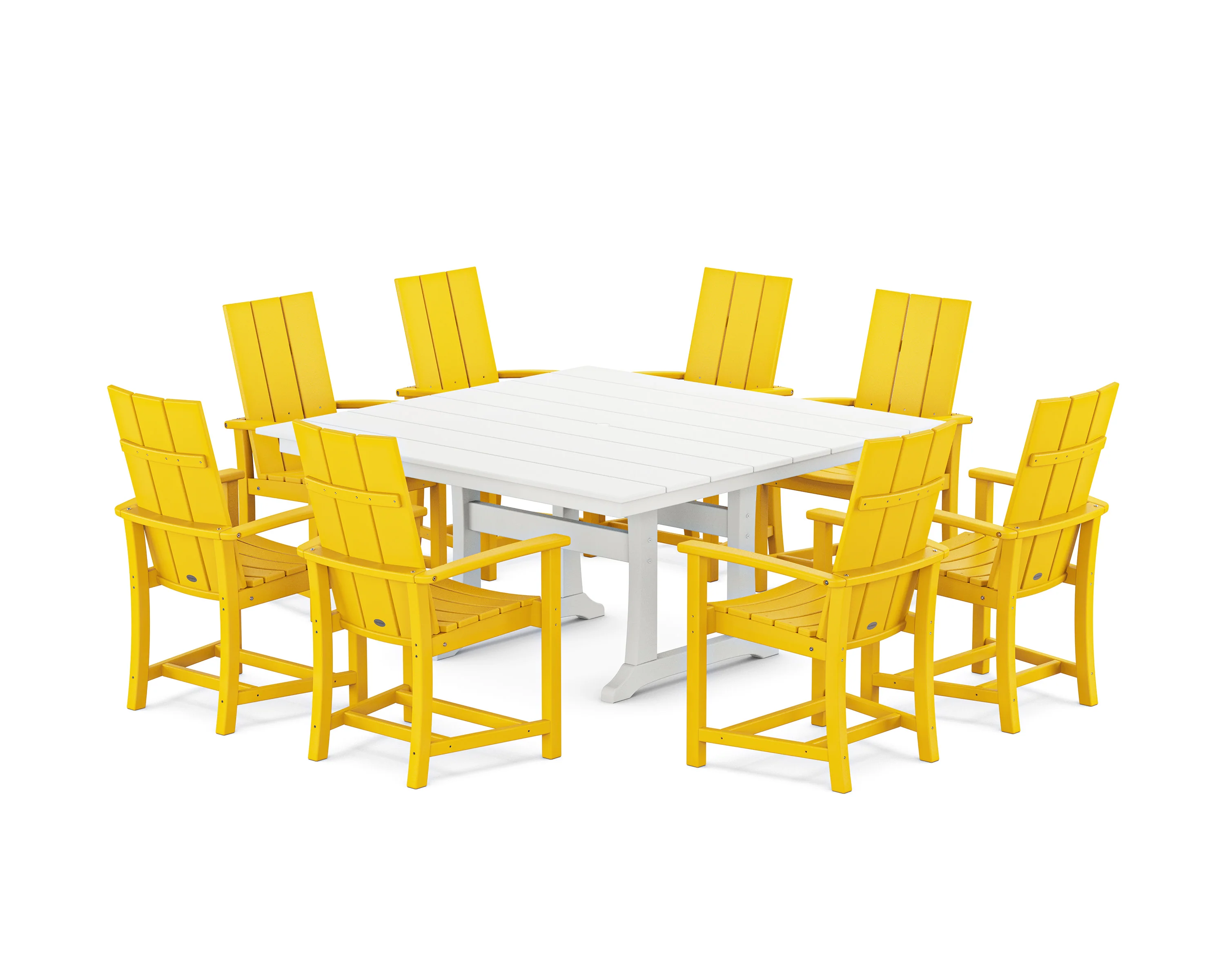 Modern Adirondack 9-Piece Farmhouse Trestle Dining Set - Image 8