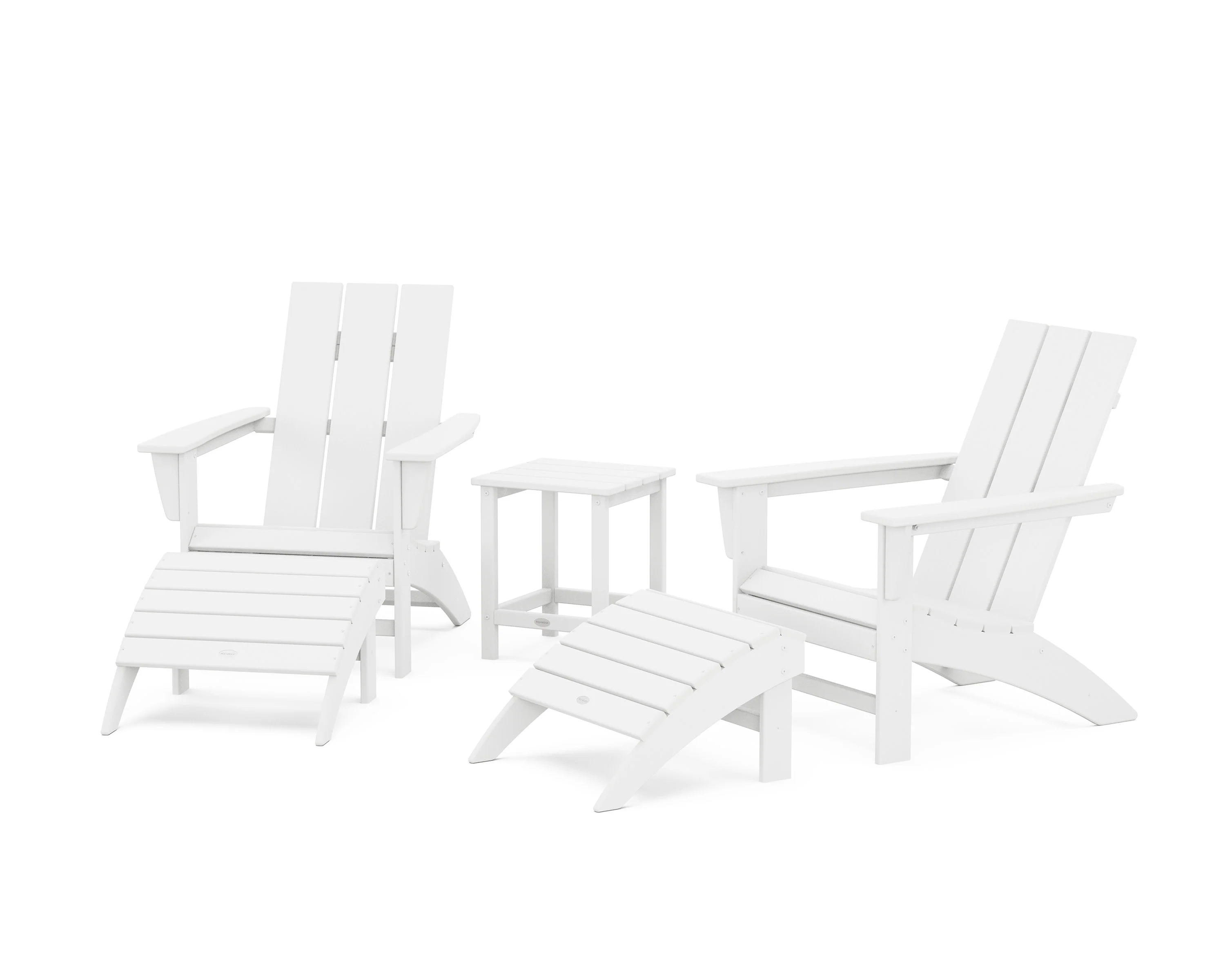 Modern Adirondack Chair 5-Piece Set with Ottomans and 18" Side Table - Image 10