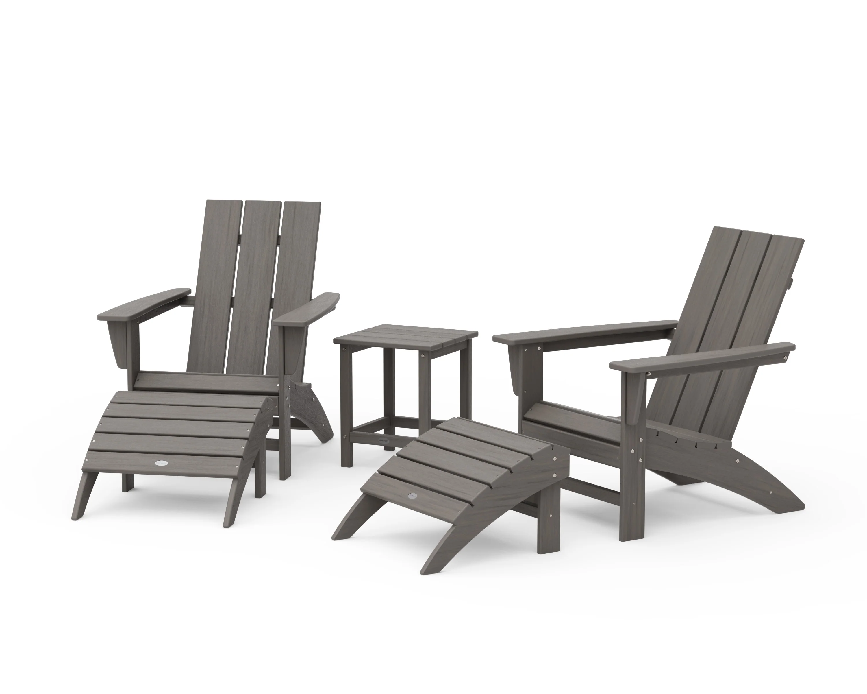 Modern Adirondack Chair 5-Piece Set with Ottomans and 18" Side Table - Image 15