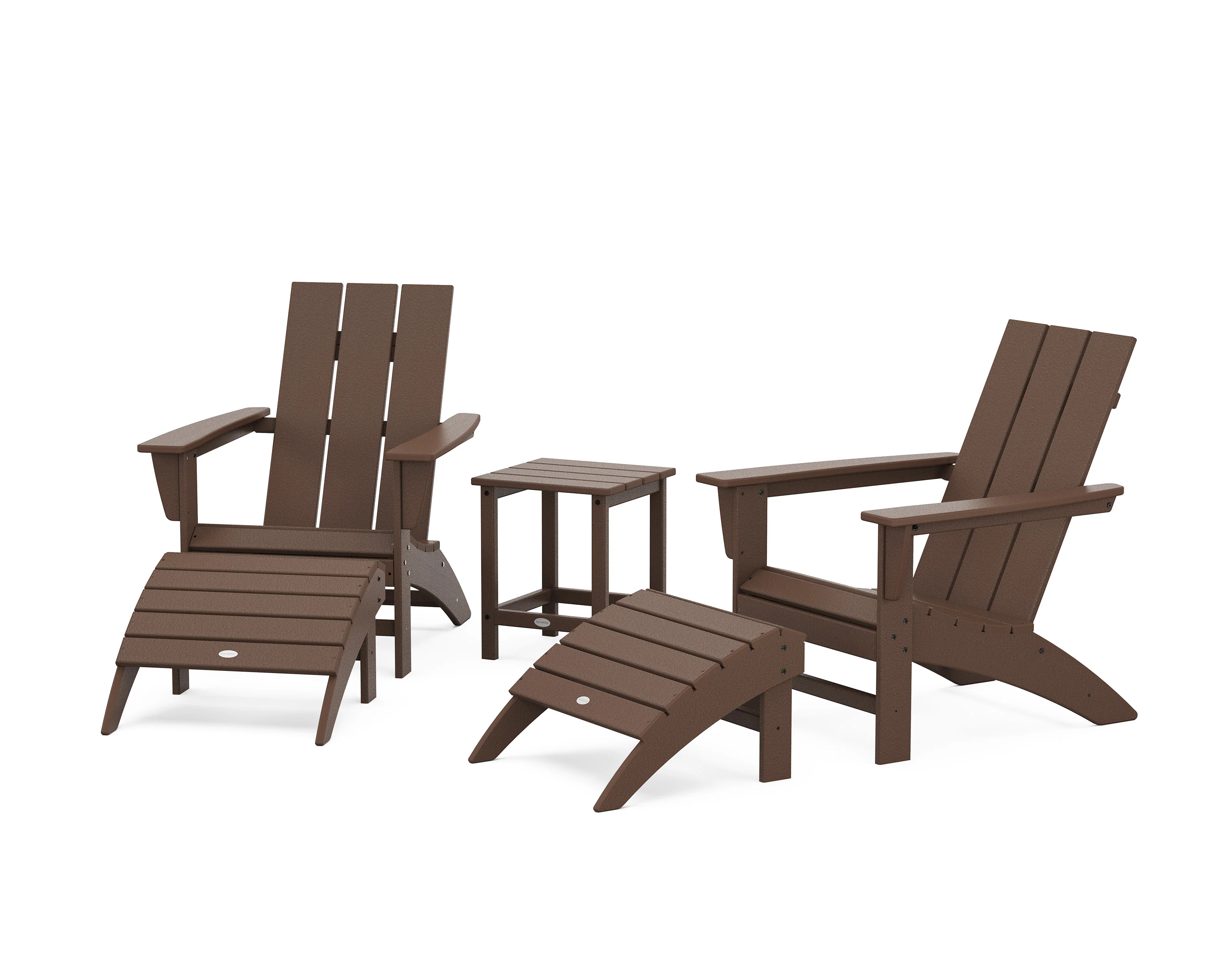 Modern Adirondack Chair 5-Piece Set with Ottomans and 18" Side Table - Image 2