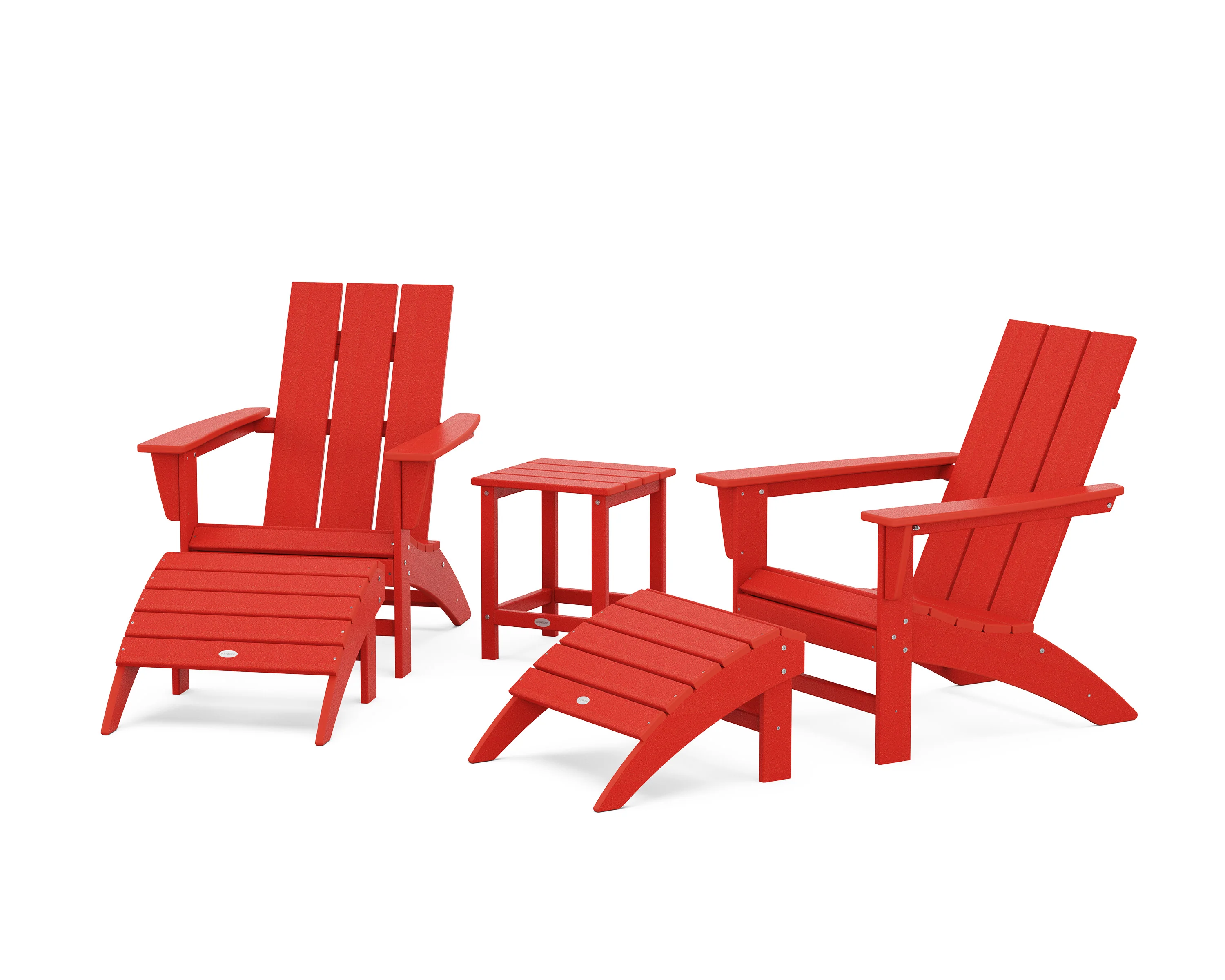 Modern Adirondack Chair 5-Piece Set with Ottomans and 18" Side Table - Image 3