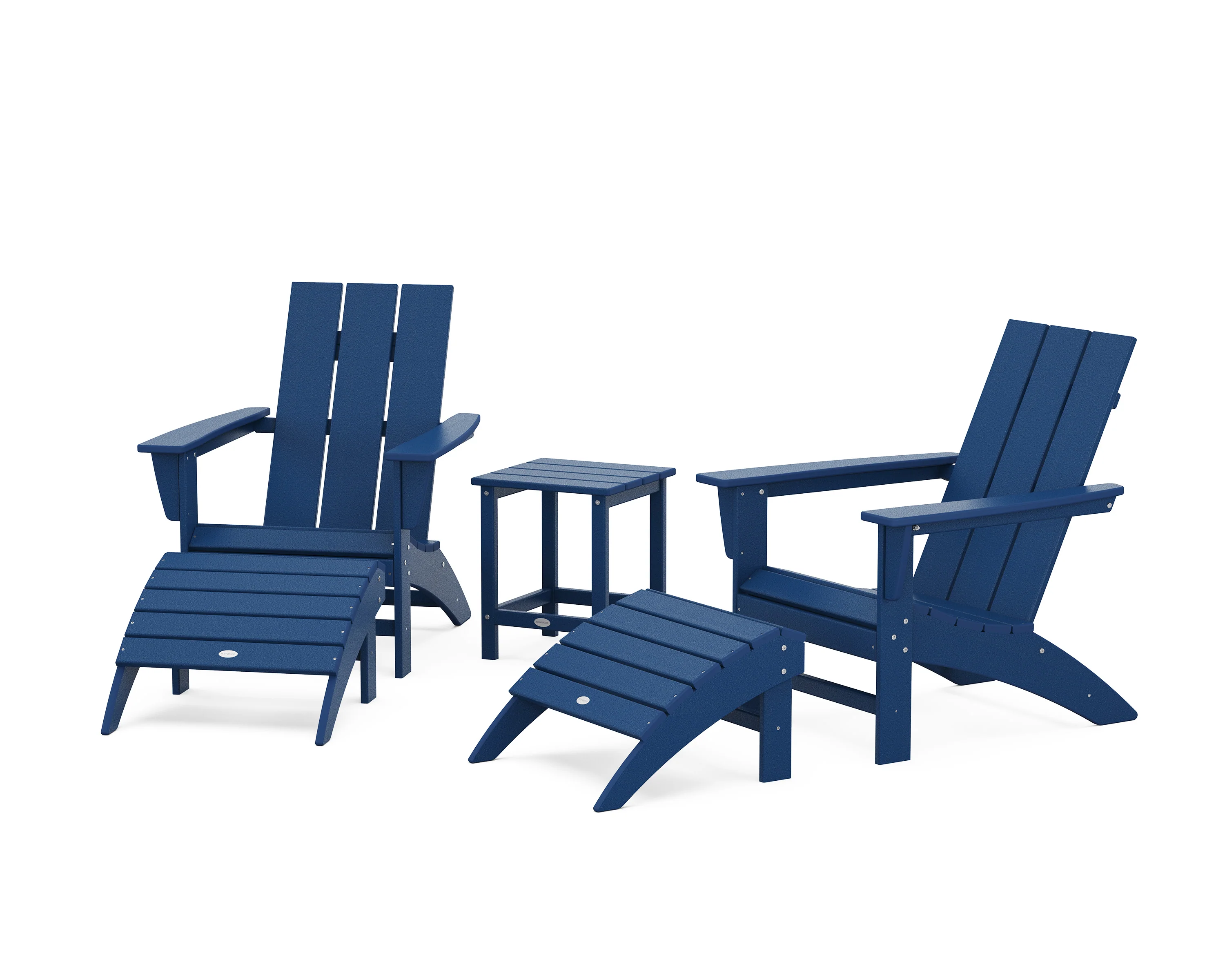 Modern Adirondack Chair 5-Piece Set with Ottomans and 18" Side Table - Image 4