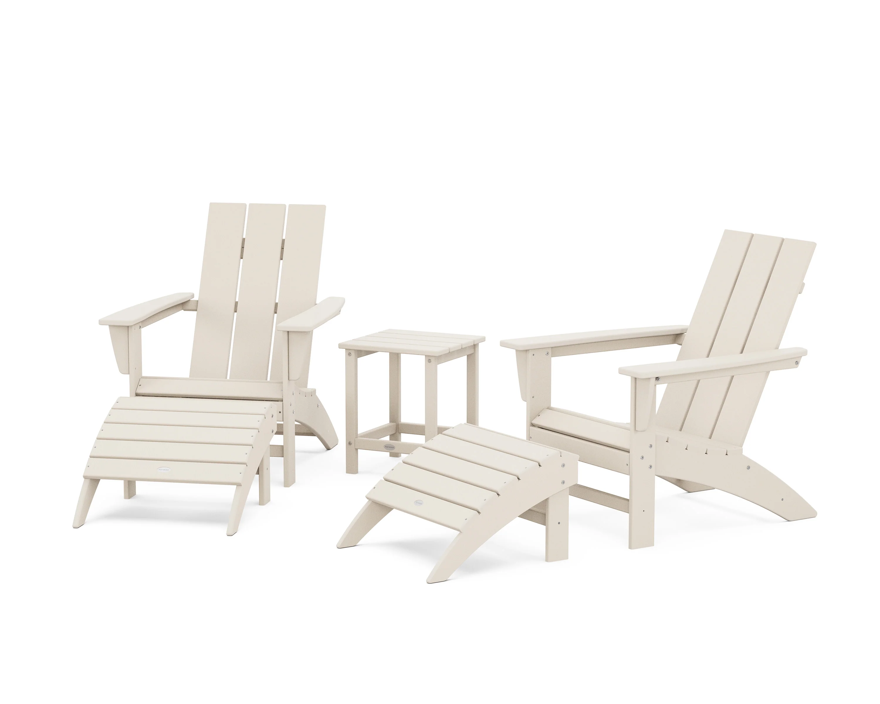 Modern Adirondack Chair 5-Piece Set with Ottomans and 18" Side Table - Image 5
