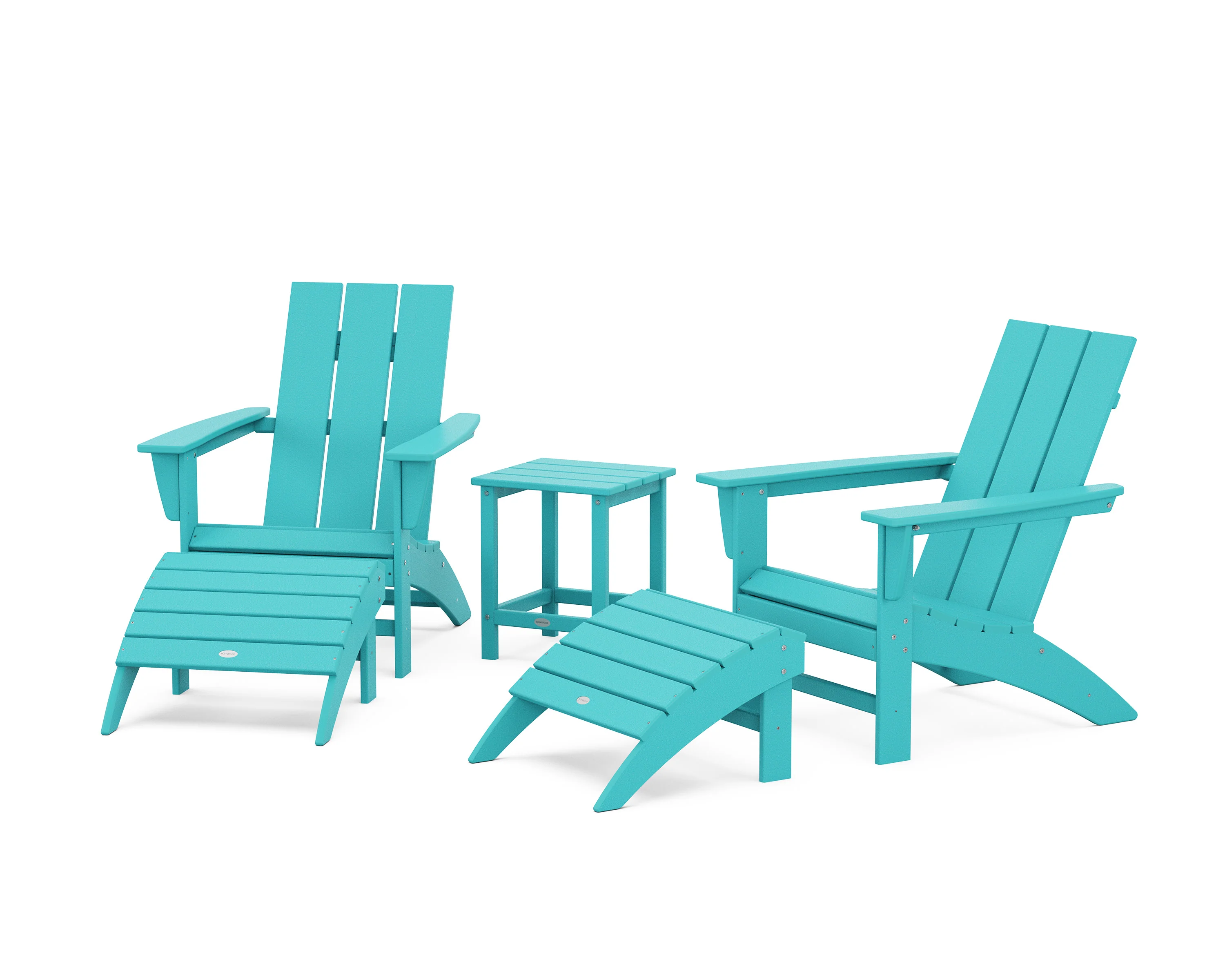 Modern Adirondack Chair 5-Piece Set with Ottomans and 18" Side Table - Image 7